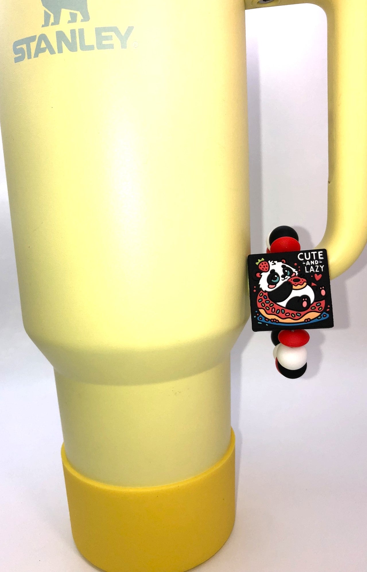 Cute & Lazy Panda Bear In Donut Funny Stanley Tumbler Cup Handle Charm