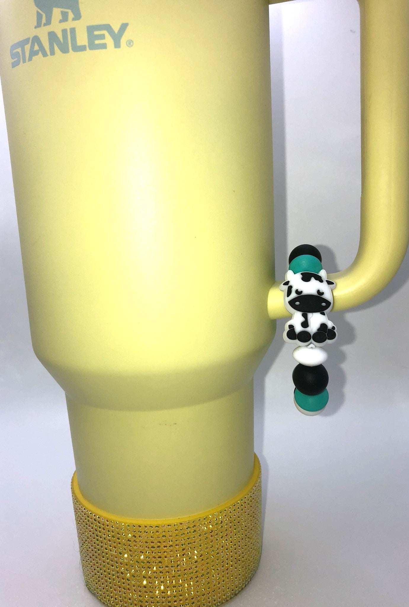 Cute Black & White Sitting Cow Stanley Tumbler Cup Handle Charm