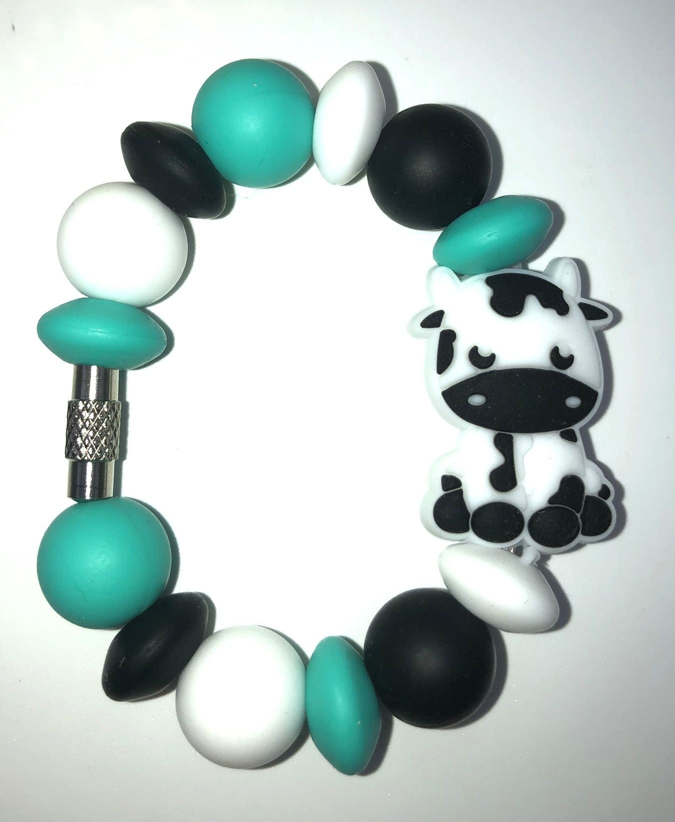 Cute Black & White Sitting Cow Stanley Tumbler Cup Handle Charm