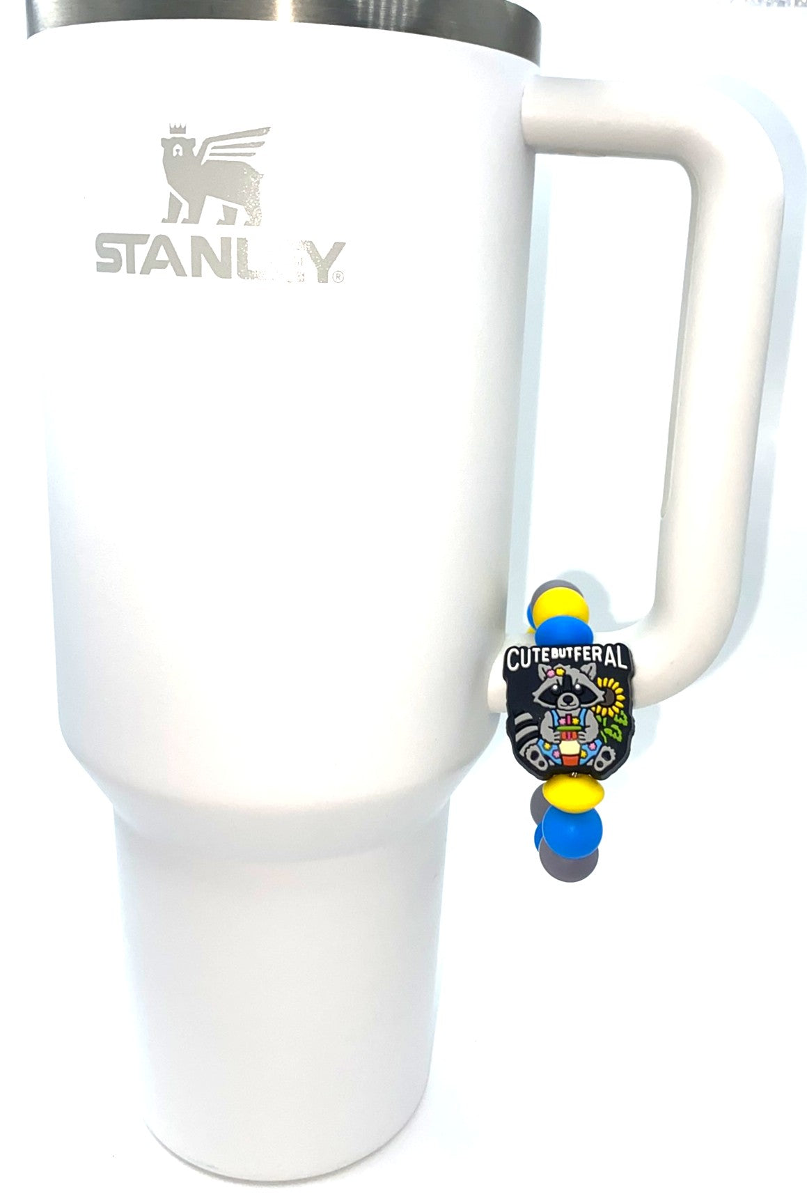 Cute But Feral Raccoon Stanley Tumbler Cup Handle Charm