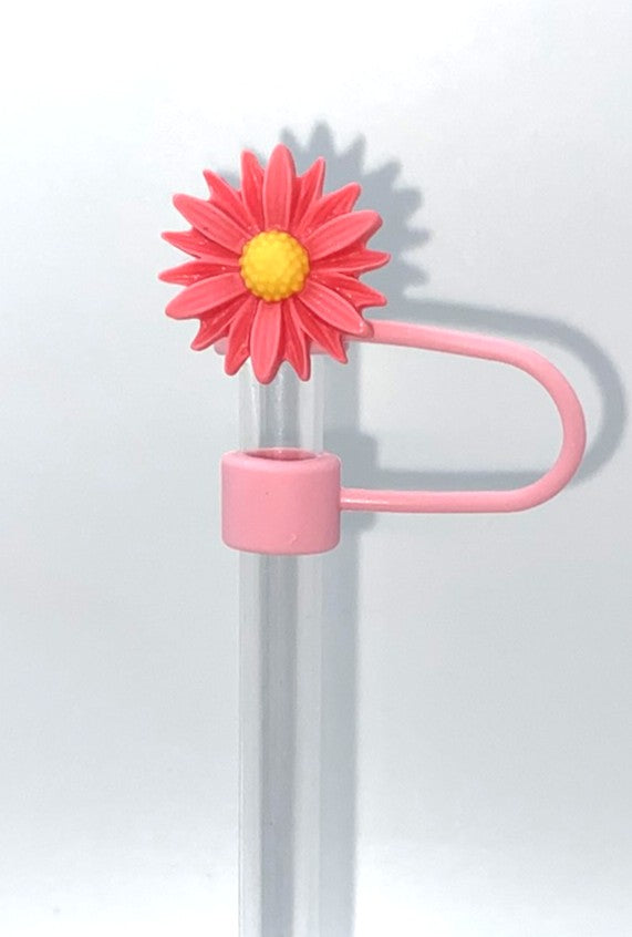 Dark Pink Daisy Jagged Flower Straw Topper