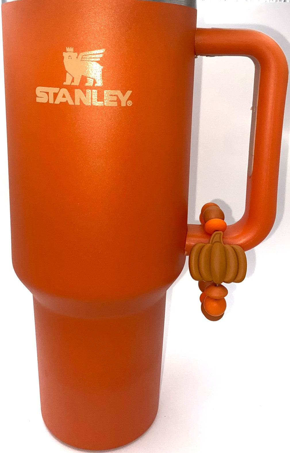 Dark Orange Ridged Pumpkin Stanley Tumbler Cup Handle Charm