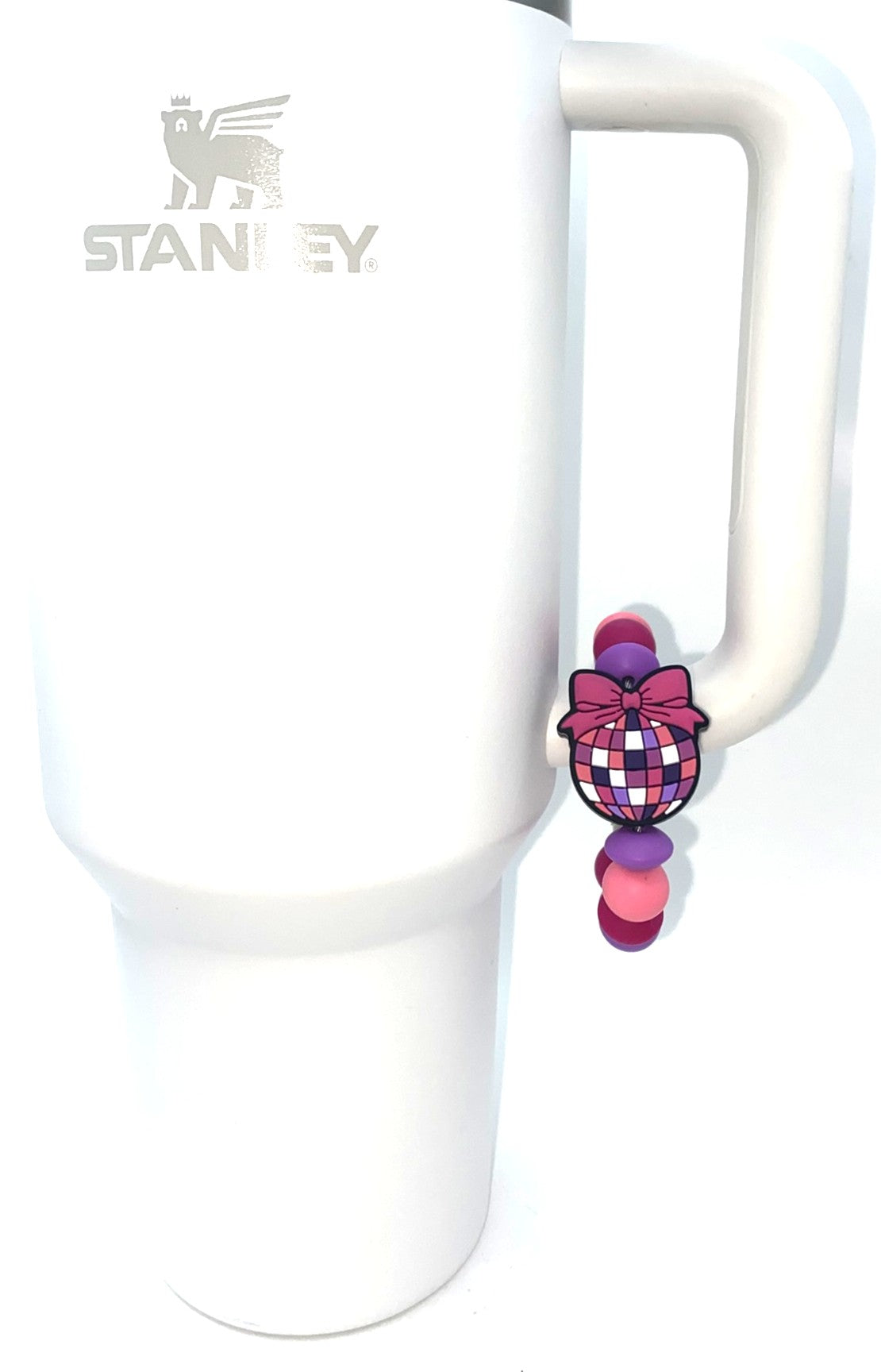 Disco Ball w/Bow Stanley Tumbler Cup Handle Charm
