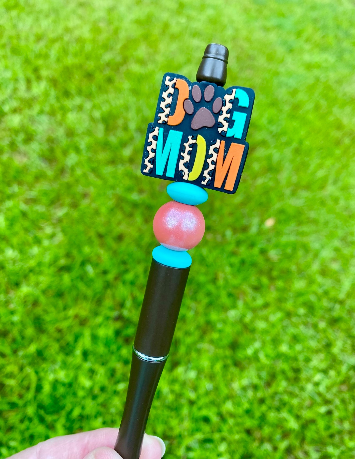 Dog Mom Colorful Leopard Print Beaded Pen