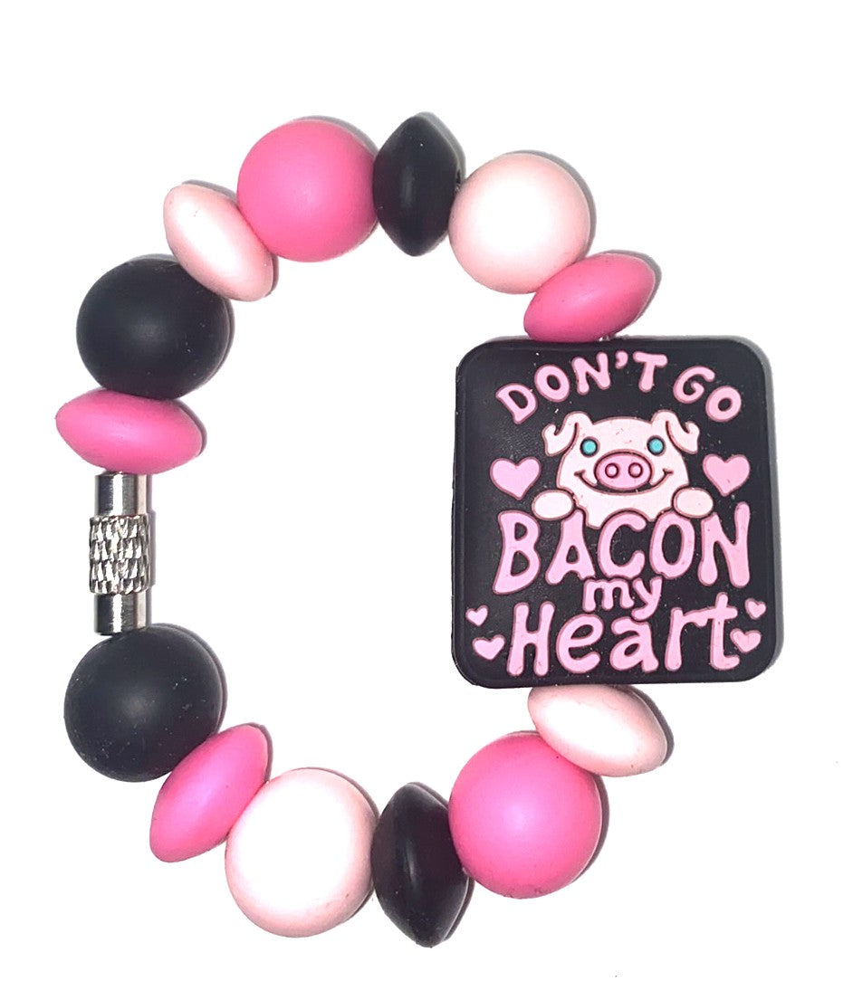Don't Go Bacon My Heart Pig Funny Stanley Tumbler Cup Handle Charm