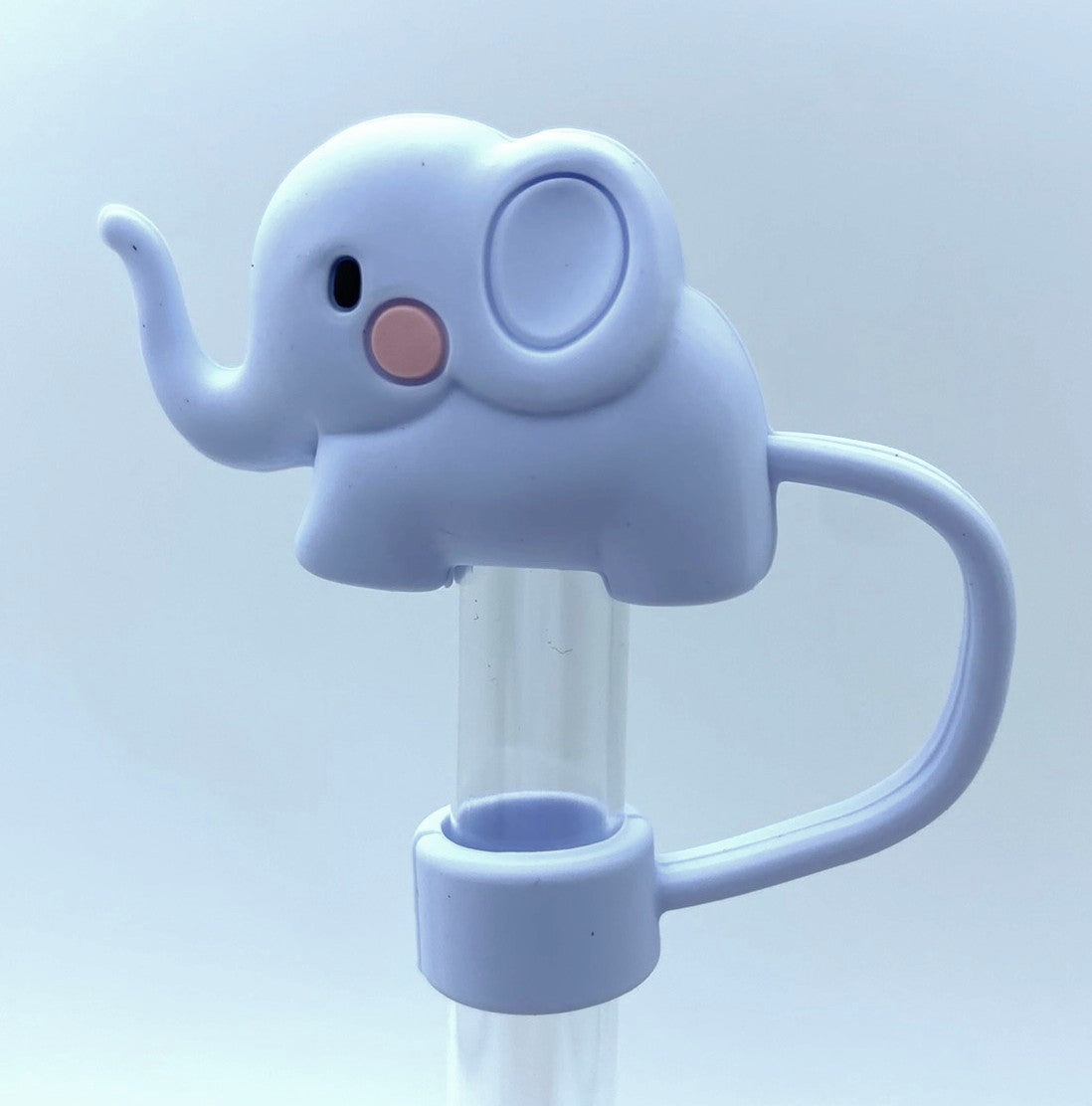 Elephant 3D Gray Straw Topper