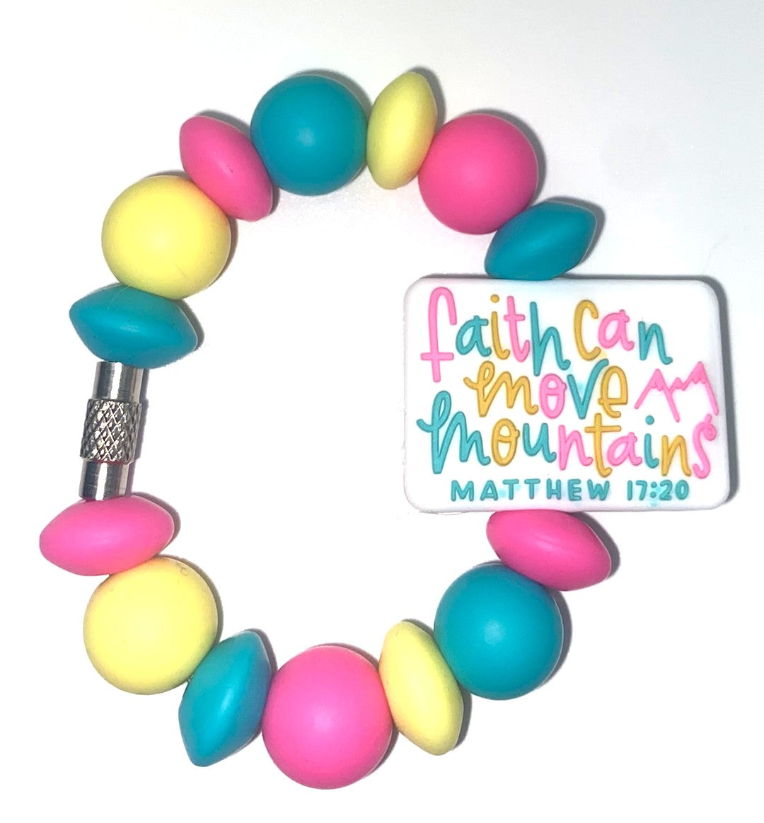 Faith Can Move Mountains Matthew 17:20 White Stanley Tumbler Cup Handle Charm