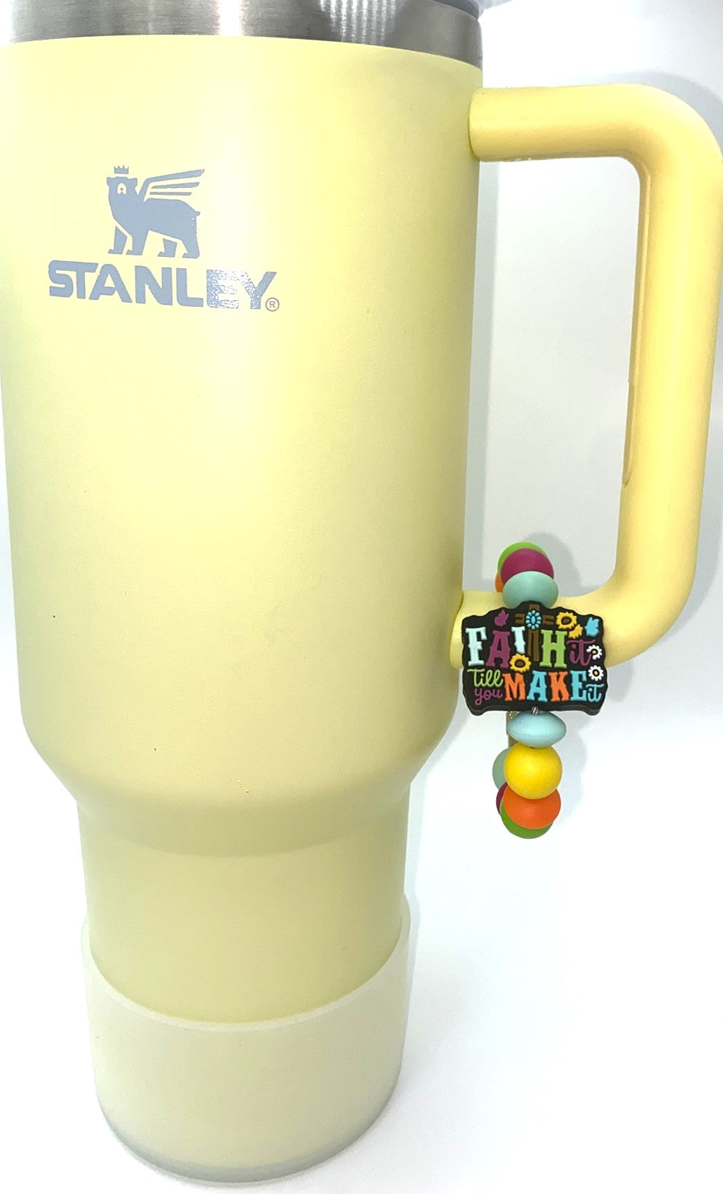 Faith It Till You Make It Floral Cross Stanley Tumbler Cup Handle Charm