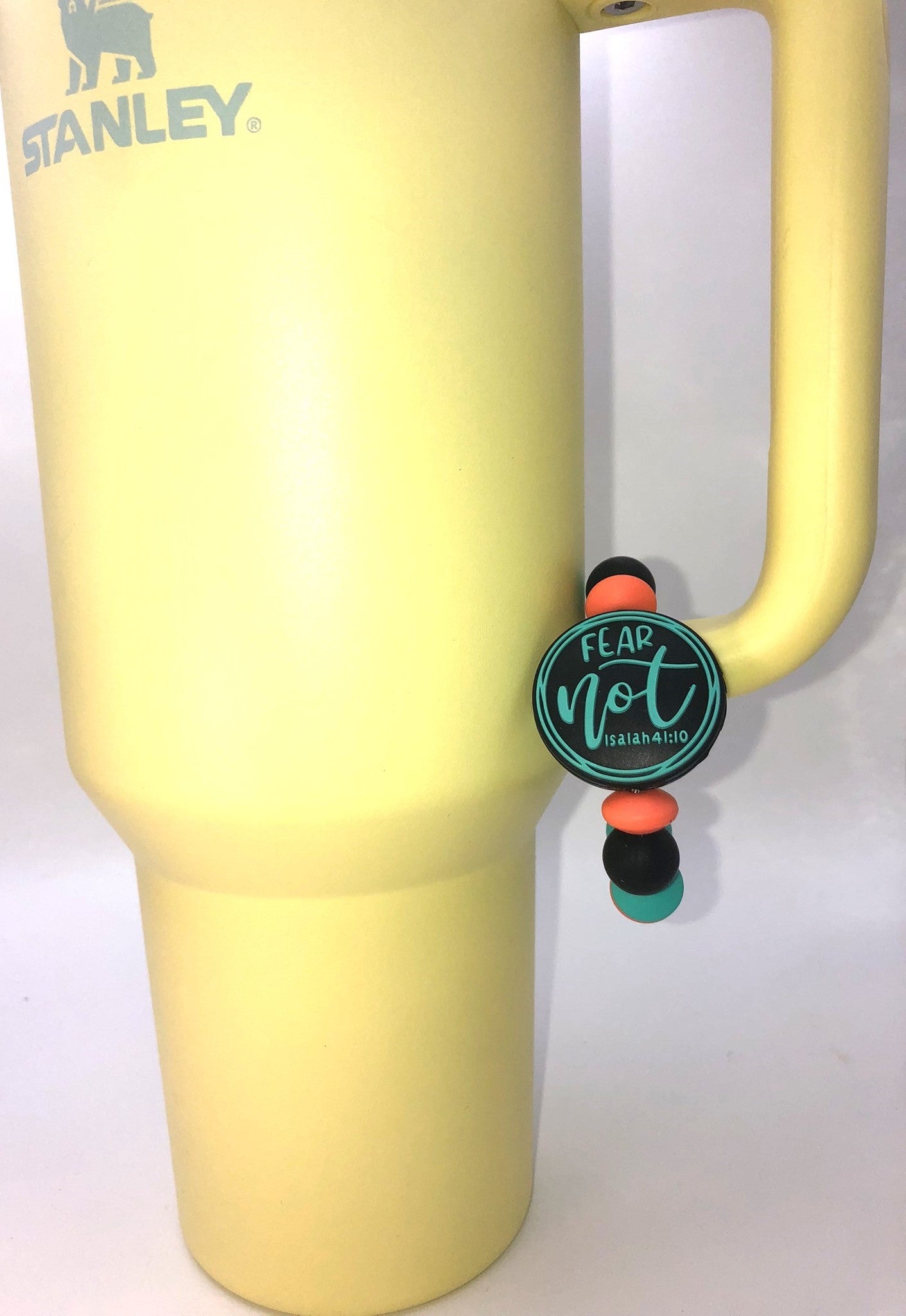 Turquoise Blue Teal Fear Not Isaiah 41:10 Stanley Tumbler Cup Handle Charm