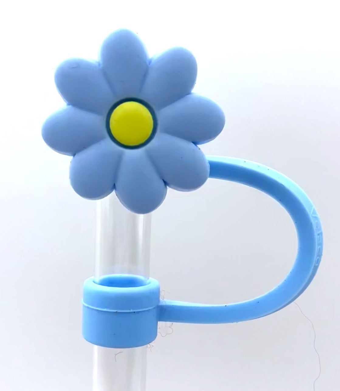 Blue Flower w/Yellow Center Straw Topper
