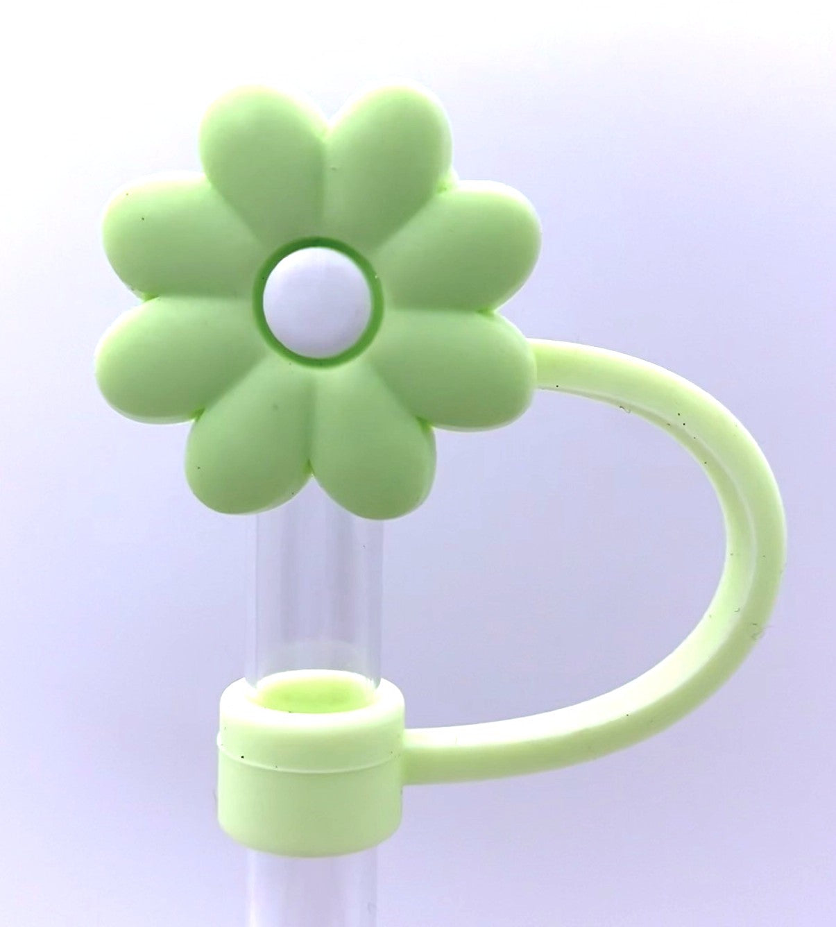 Green Flower w/White Center Straw Topper
