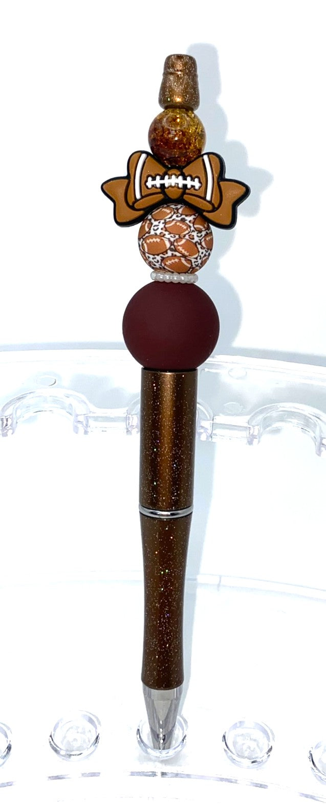 Football Bow Beaded Pen