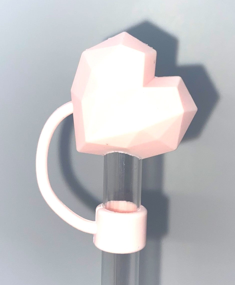 Light Pink Geometric Heart 3D Straw Topper