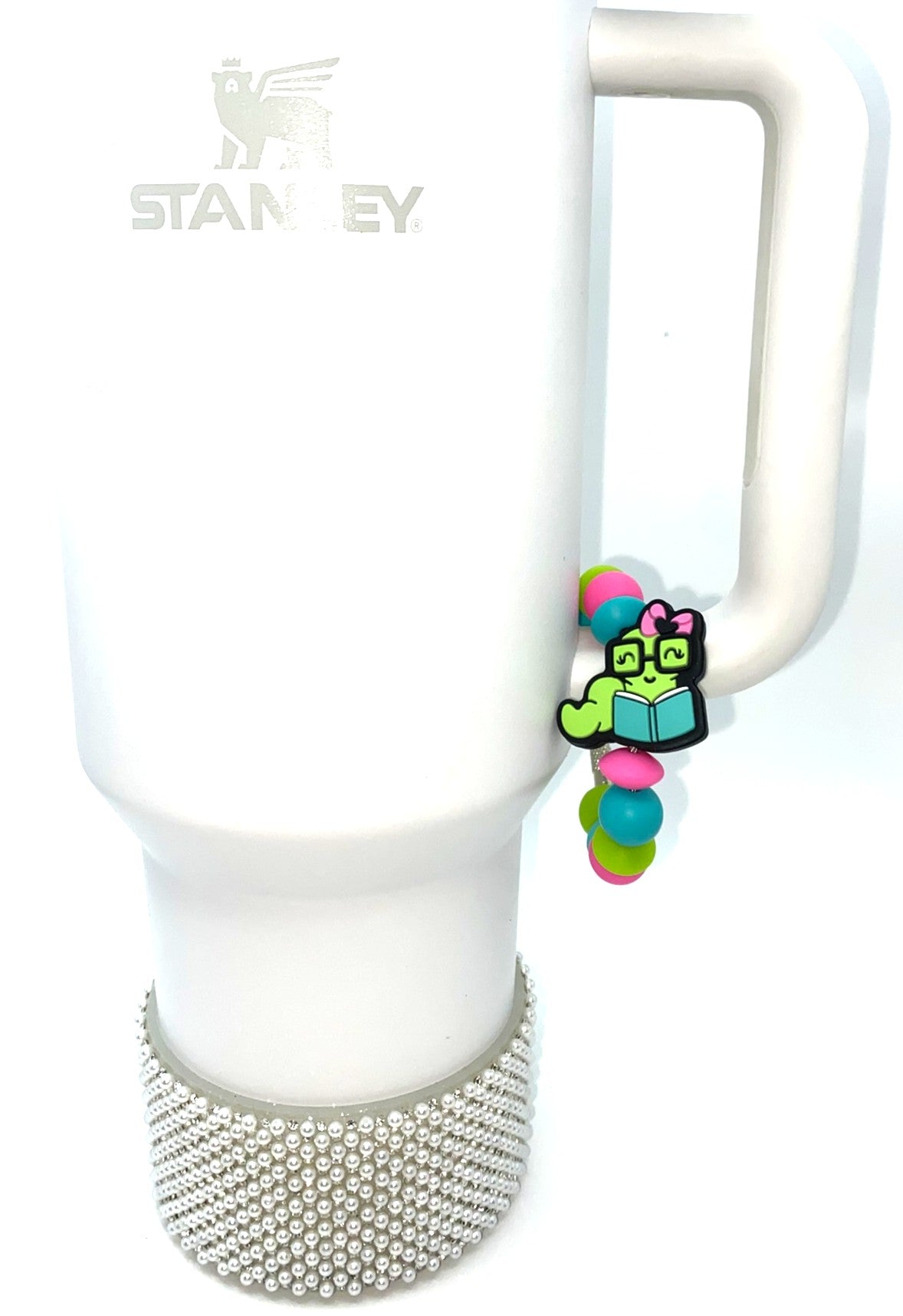 Girl Bookworm w/Pink Bow Penny Paige Stanley Tumbler Cup Handle Charm