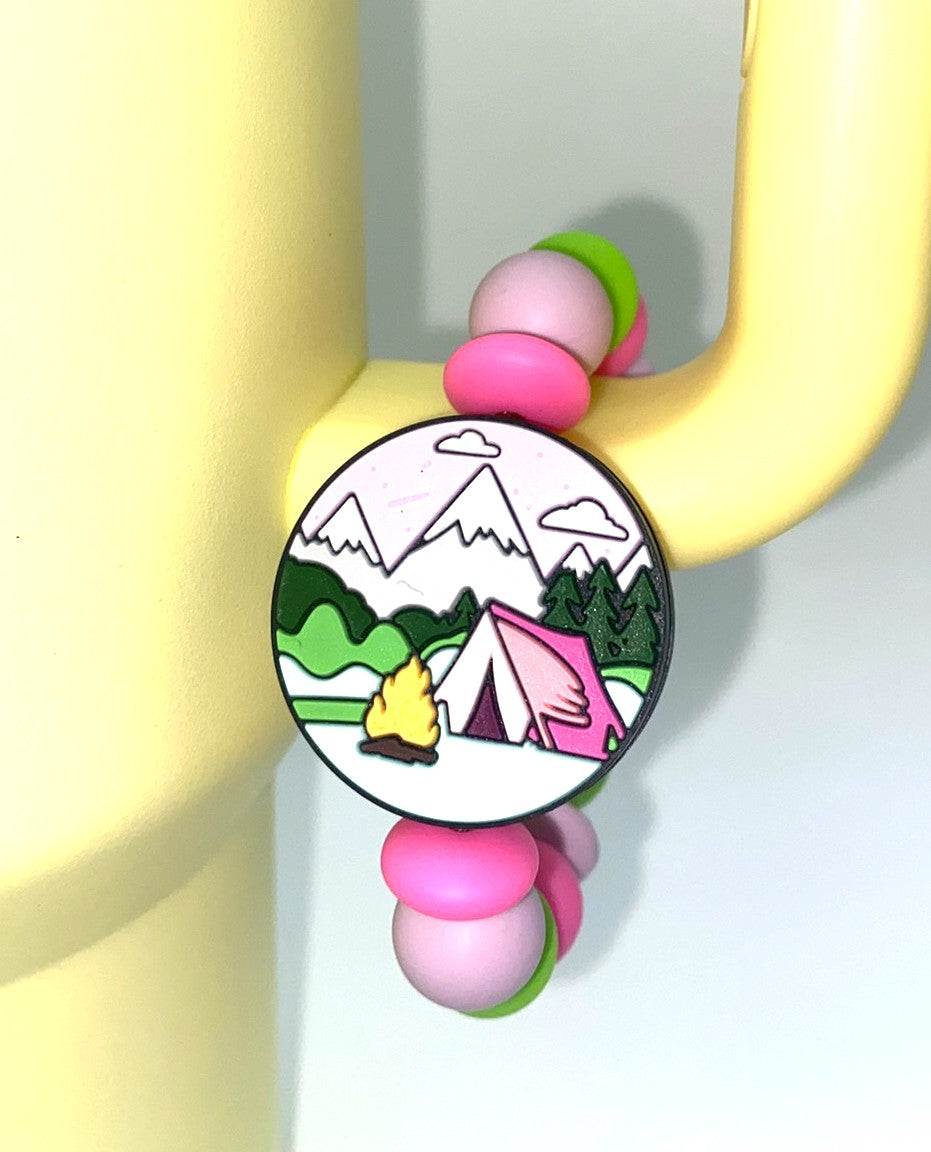 Let's Go Glamping Tent Mountain Scene Stanley Tumbler Cup Handle Charm