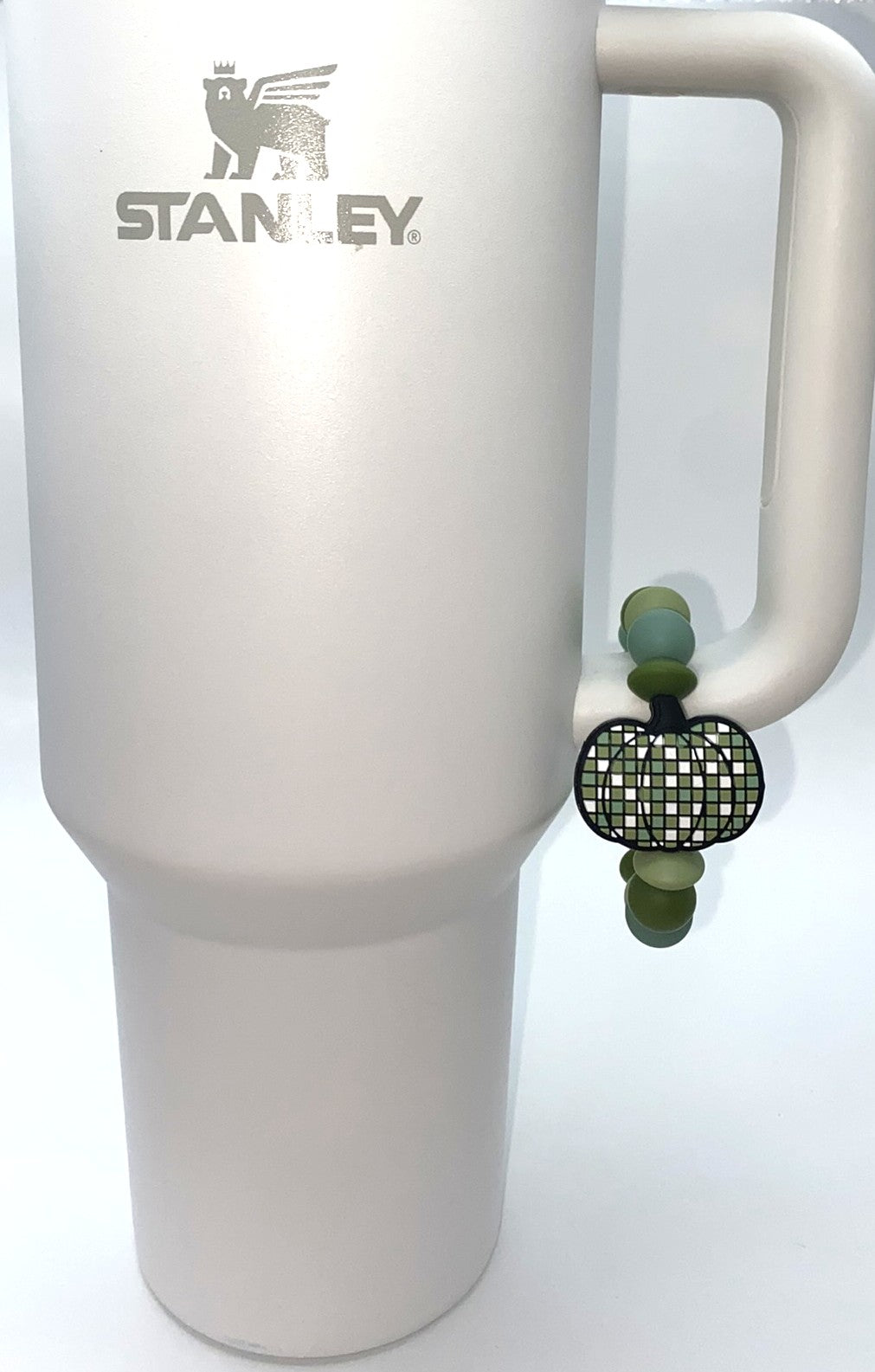 Green Checkered Disco Pumpkin Stanley Tumbler Cup Handle Charm