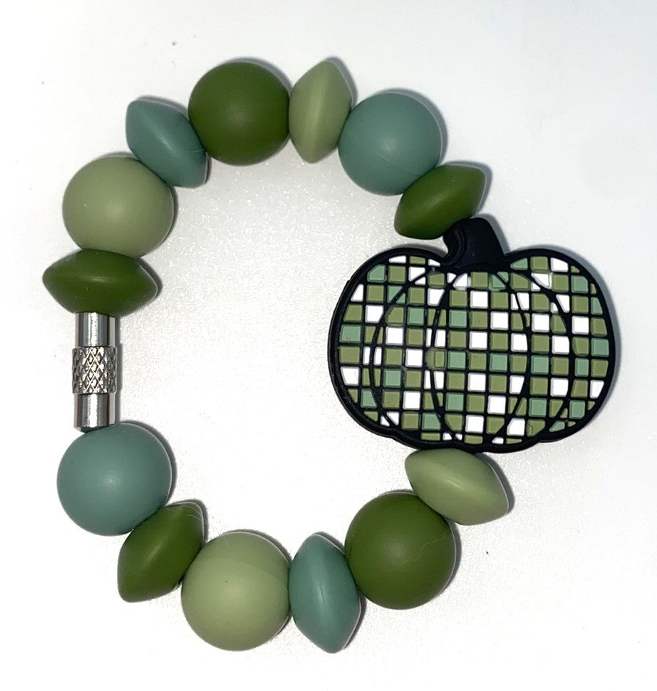 Green Checkered Pumpkin Stanley Tumbler Cup Handle Charm
