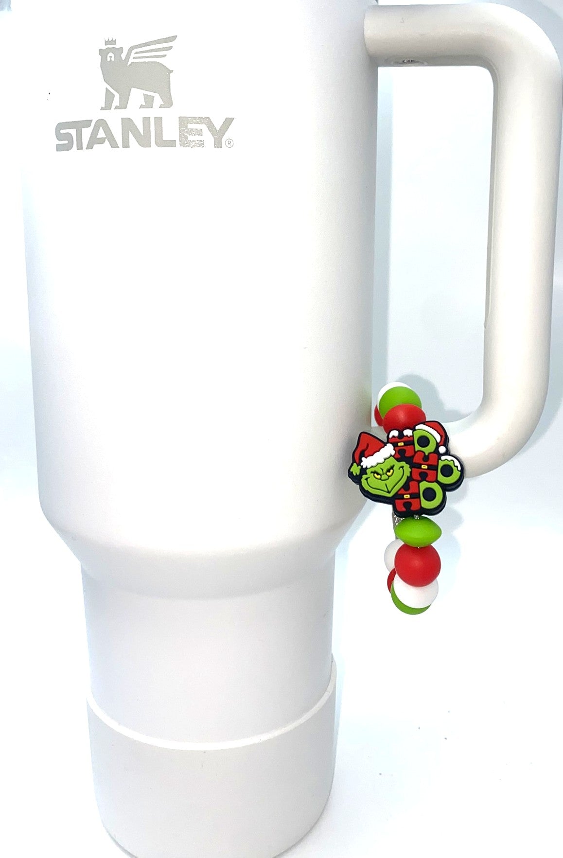 Mean Green Guy HO HO HO Santa Shaped Christmas Stanley Tumbler Cup Handle Charm