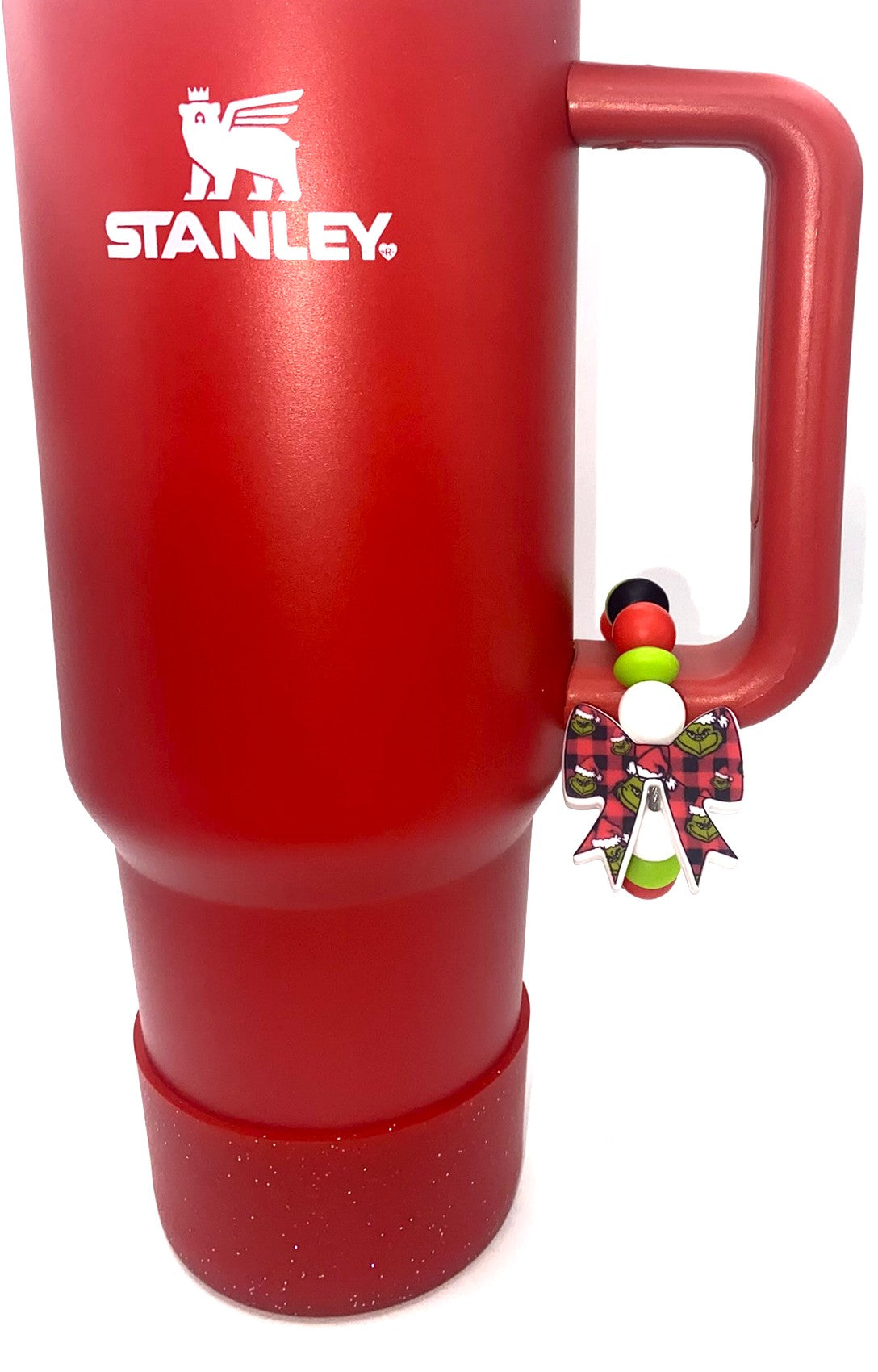 Mean Green Guy Plaid Bow Christmas Stanley Tumbler Cup Handle Charm