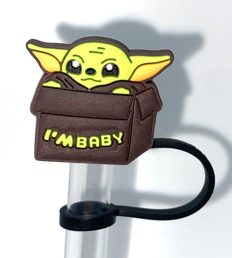 Space Wars Green Alien Child In Box I'm Baby Straw Topper