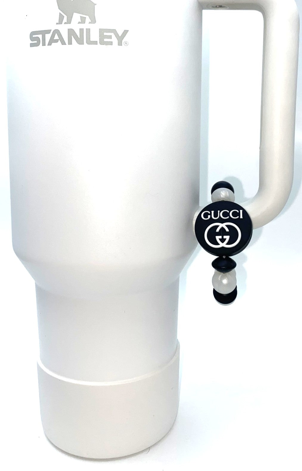 Designer Black & White Guc Round Stanley Tumbler Cup Handle Charm
