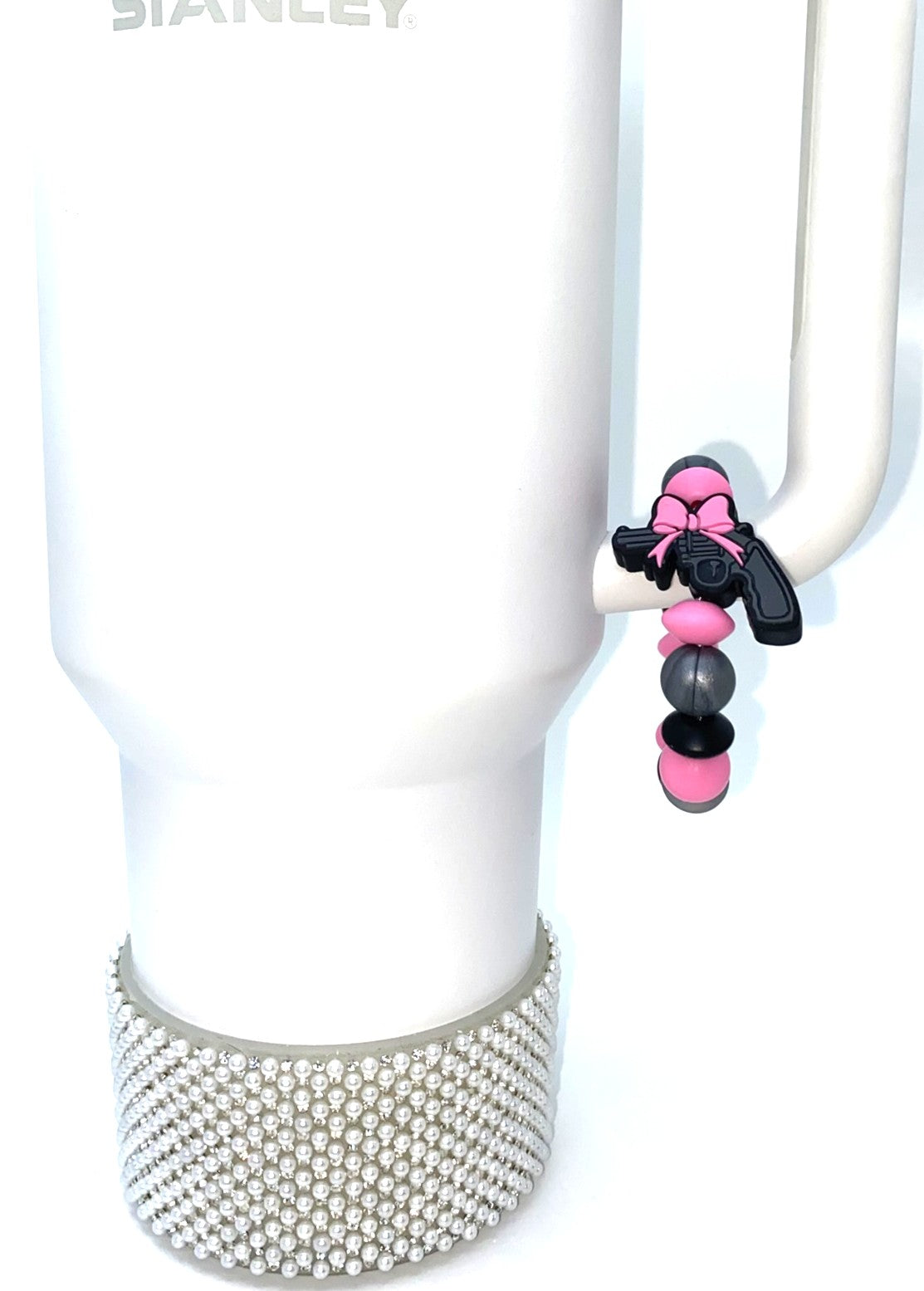 Handpiece w/Pink Bow Stanley Tumbler Cup Handle Charm