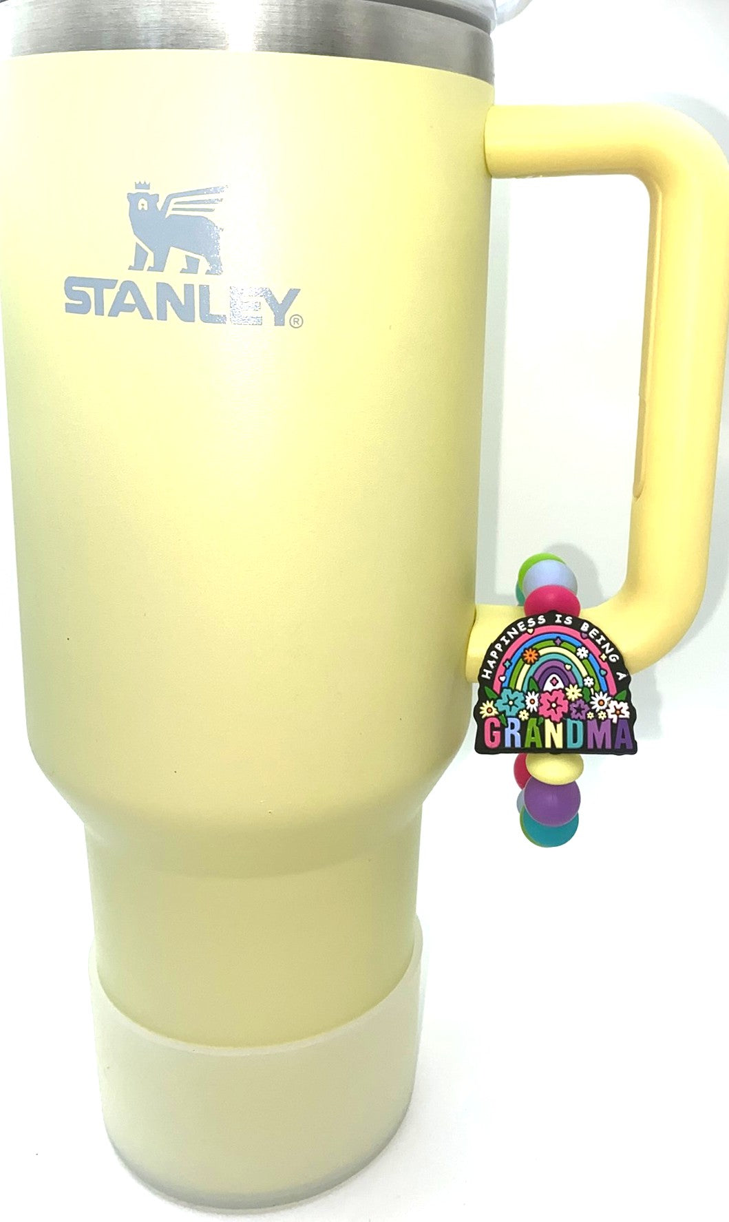 Happiness Is Being A Grandma Floral Rainbow Stanley Tumbler Cup Handle Charm