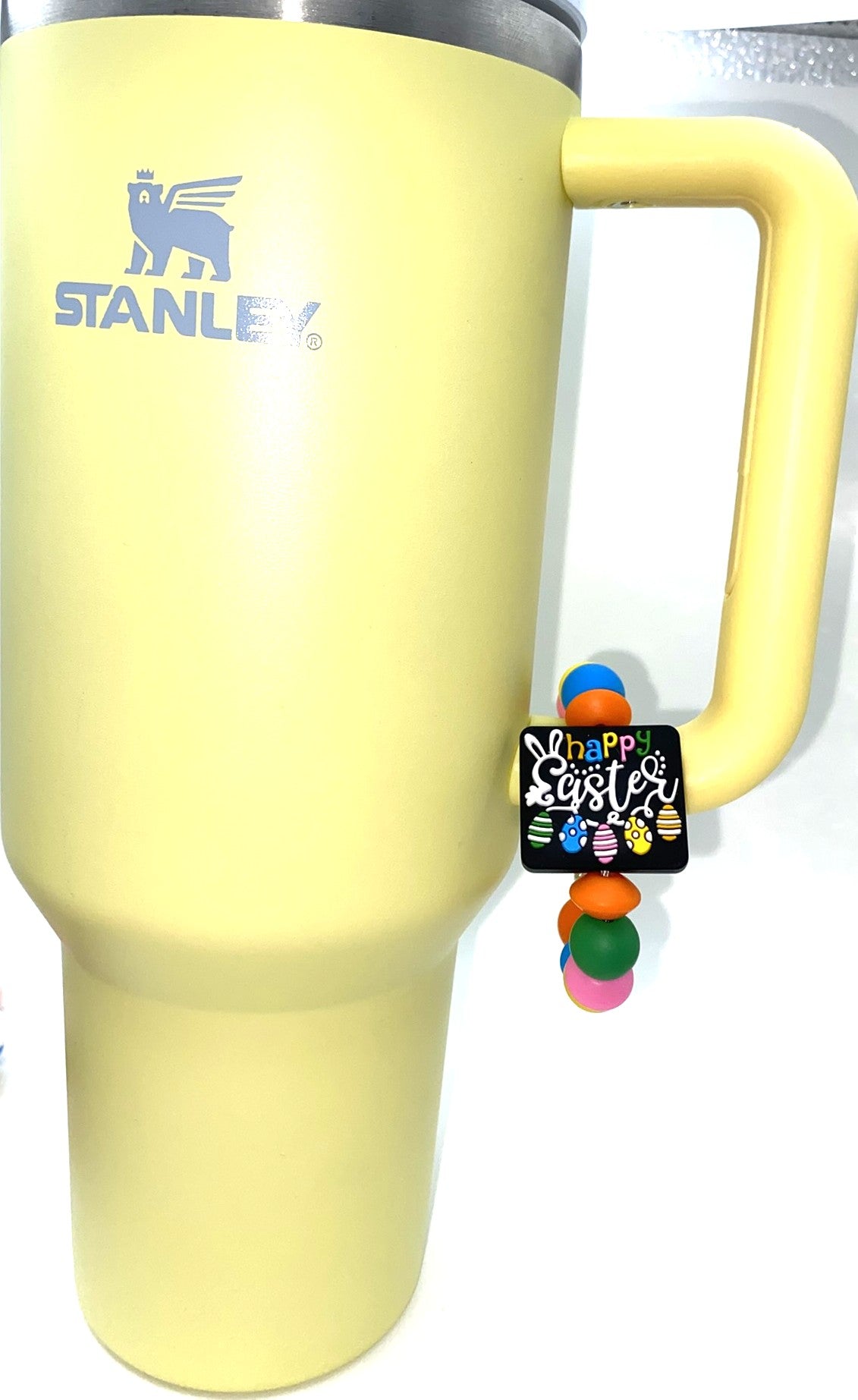 Happy Easter Bunny Ears & Eggs Tumbler Cup Handle Charm