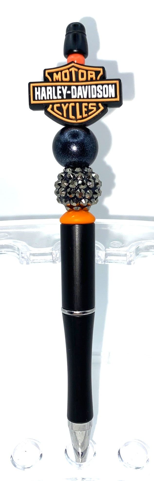 Harley Davidson Logo Orange Motorcycle Beaded Pen