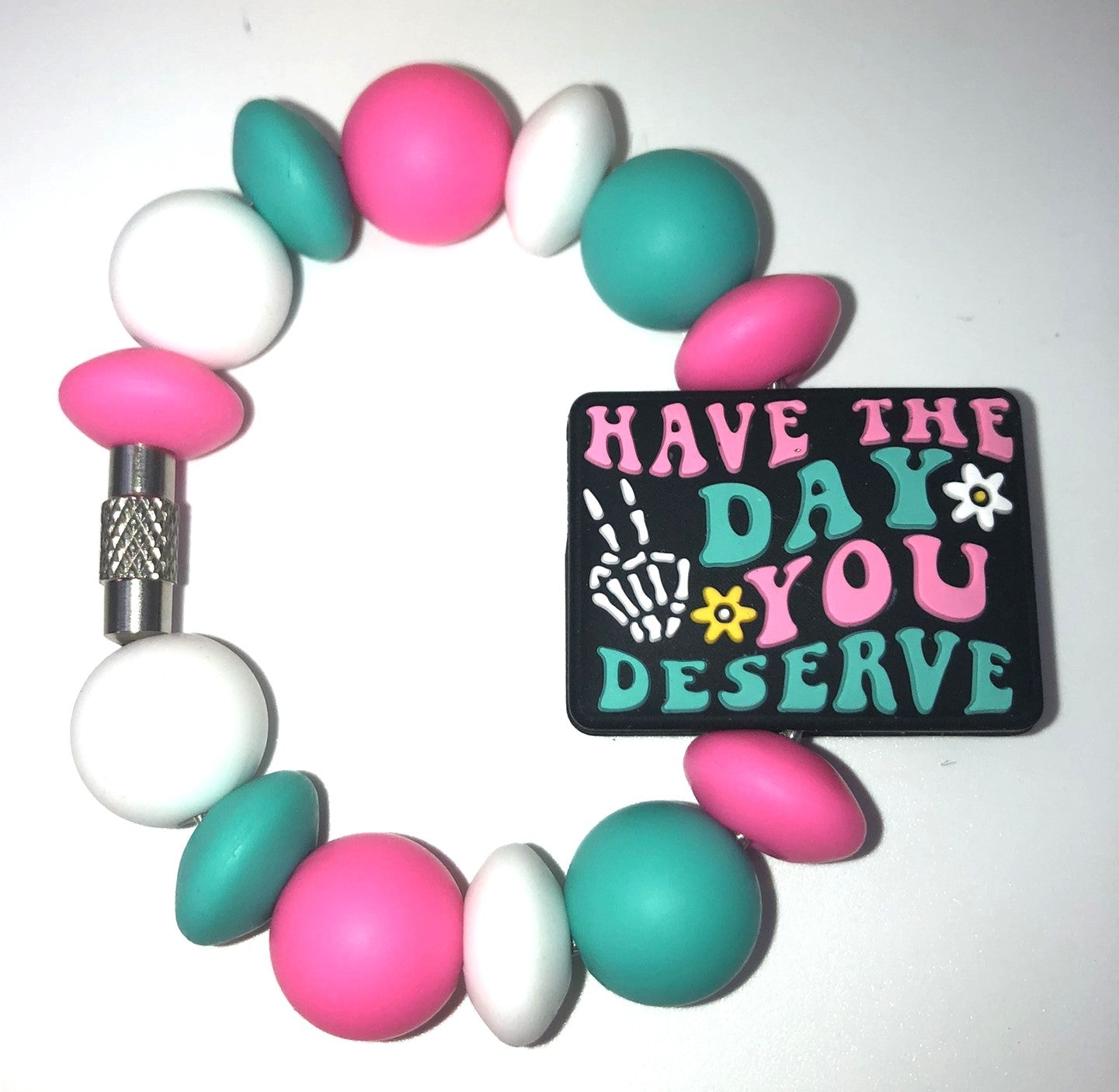 Have The Day You Deserve Skellie Peace Flowers Stanley Tumbler Cup Handle Charm
