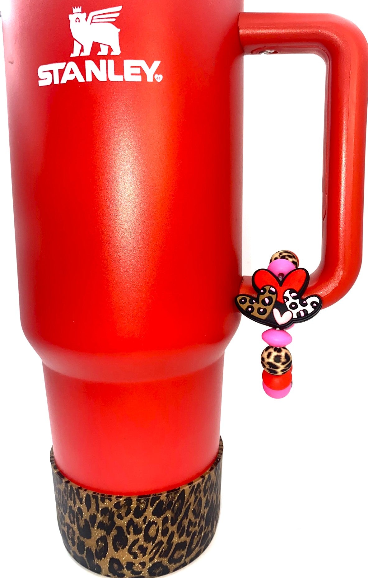 Heart Bunch Leopard Print Stanley Tumbler Cup Handle Charm