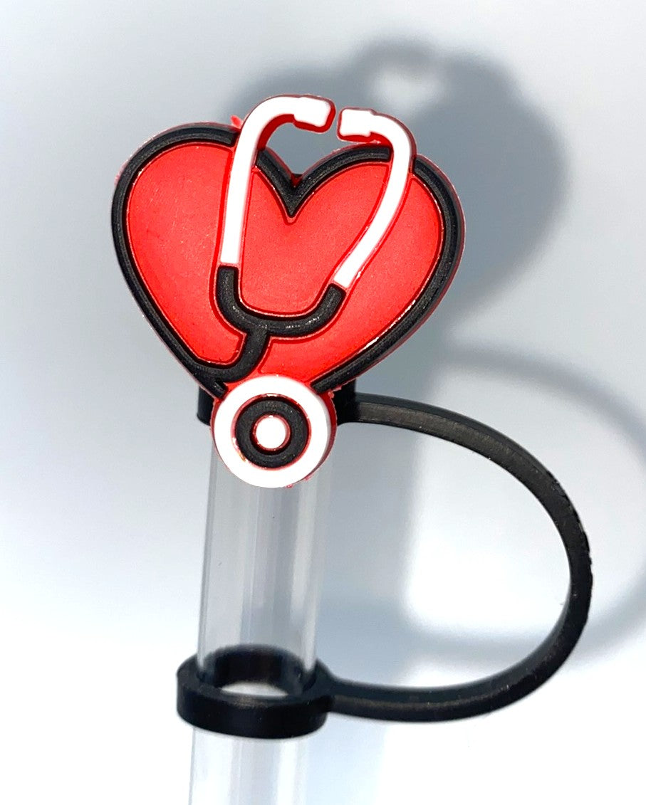 Stethoscope Heart Straw Topper