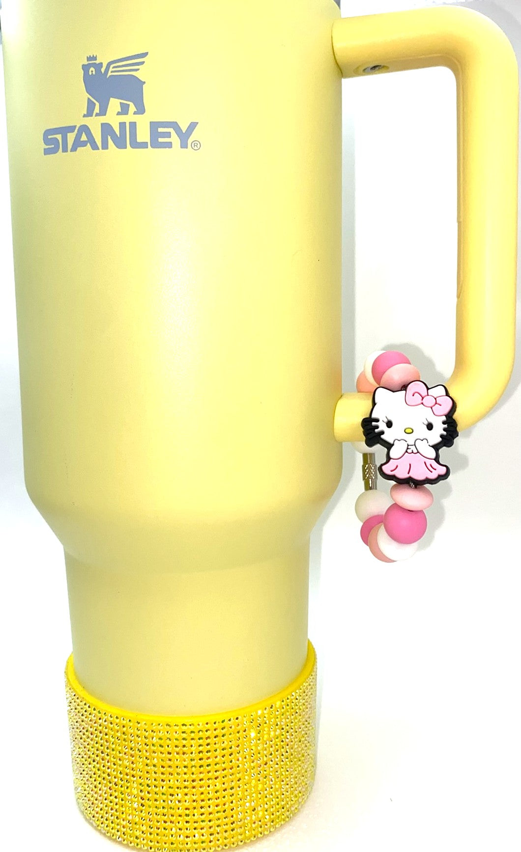 Cute Kitty Shy In Pink Dress Stanley Tumbler Cup Handle Charm