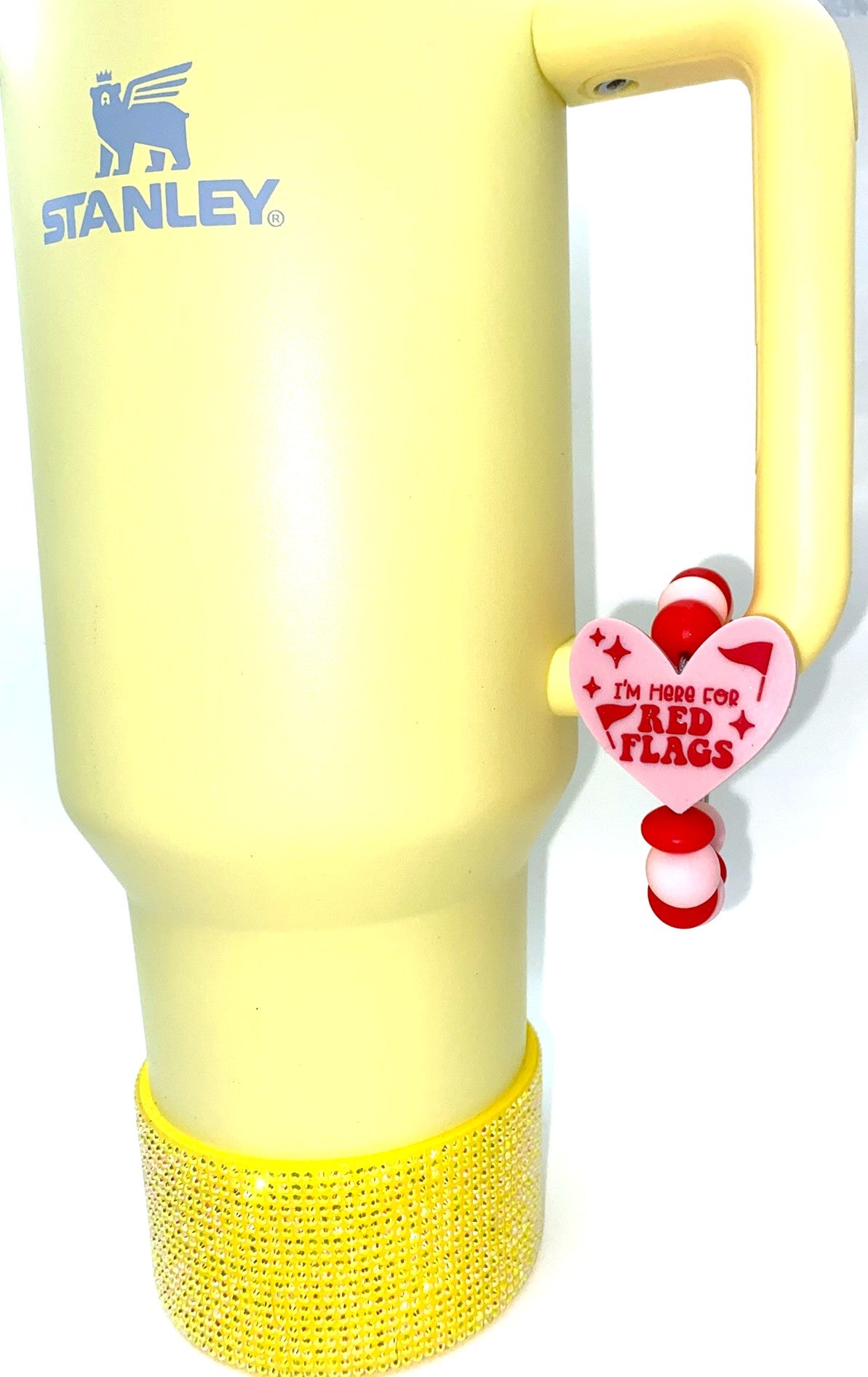 I'm Here For The Red Flags Heart Stanley Tumbler Cup Handle Charm