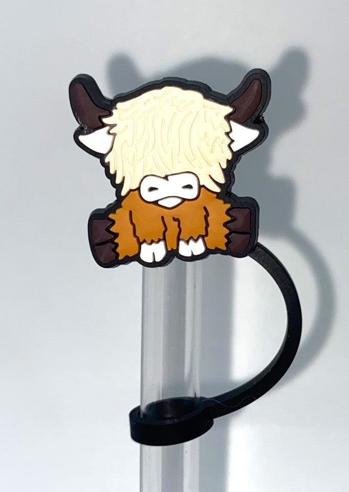 Highland Cow Cream & Brown Straw Topper