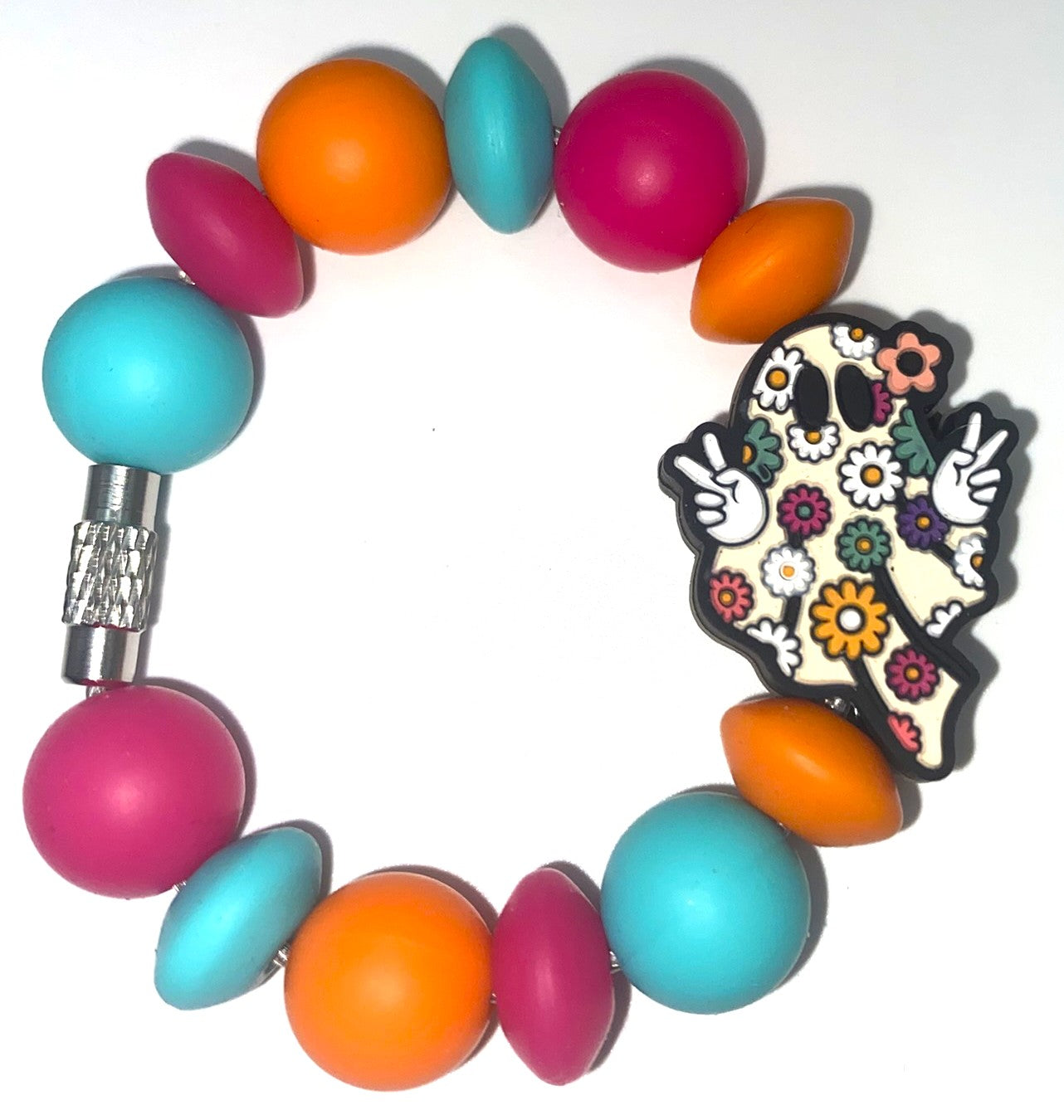 Groovy Hippie Ghost Floral Stanley Tumbler Cup Handle Charm