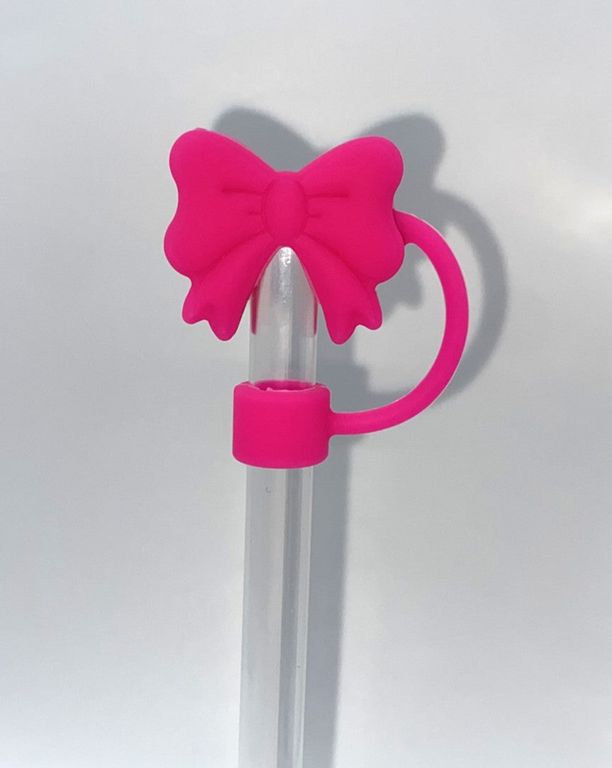 Hot Pink Coquette Bow 3D Straw Topper