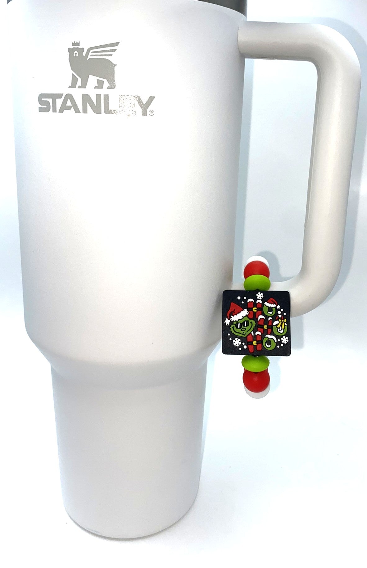 Mean Green Guy HO HO HO Santa Christmas Stanley Tumbler Cup Handle Charm