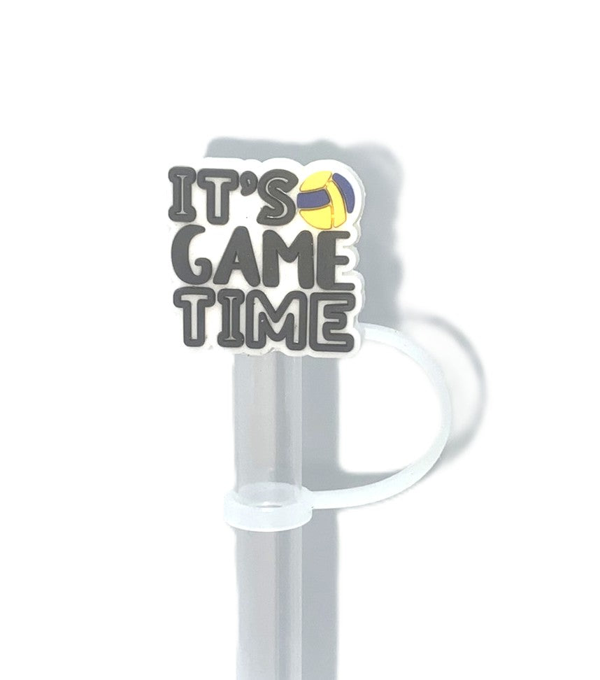 Volleyball It's Game Time Straw Topper