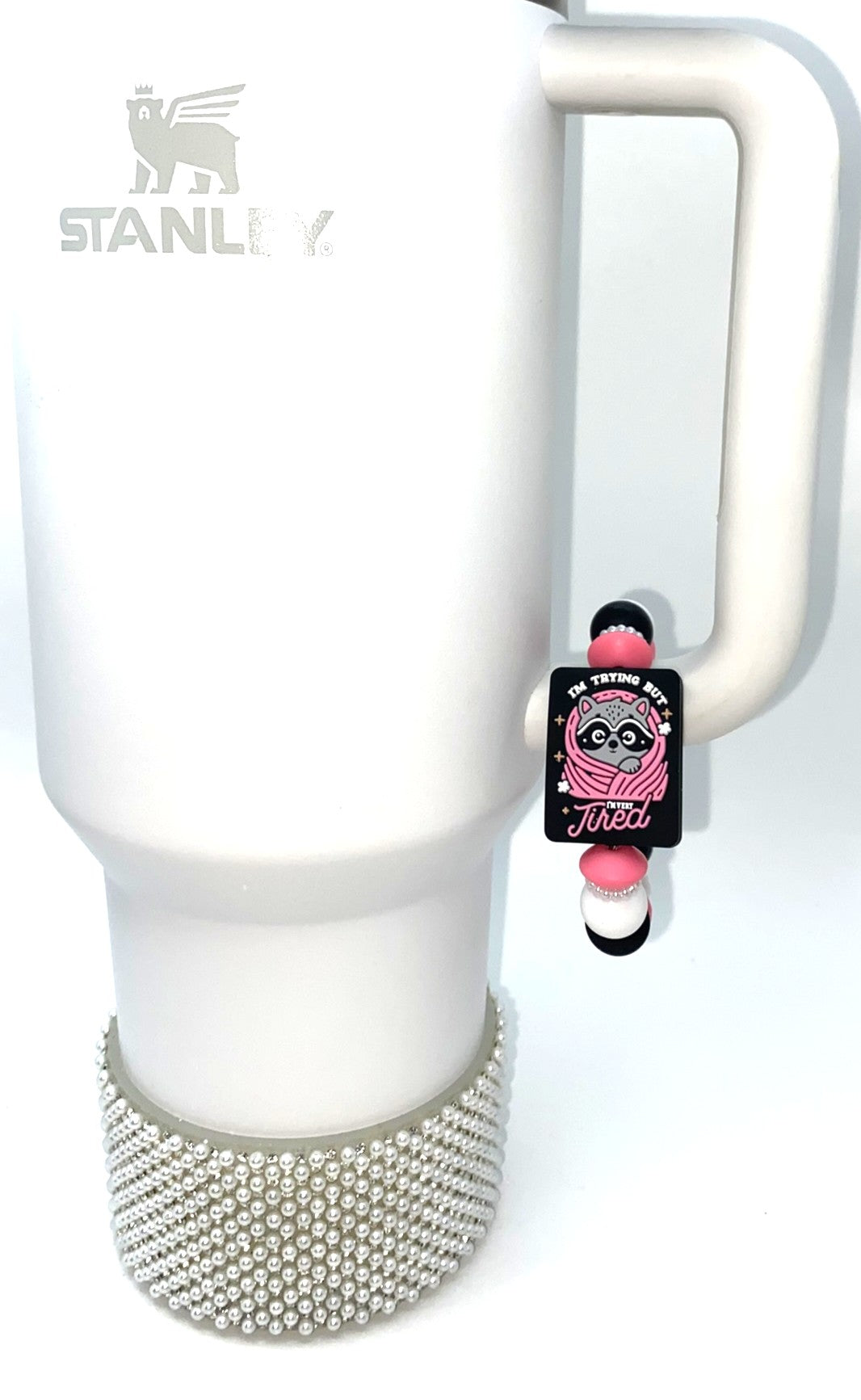 I'm Trying But I'm Very Tired Raccoon Stanley Tumbler Cup Handle Charm