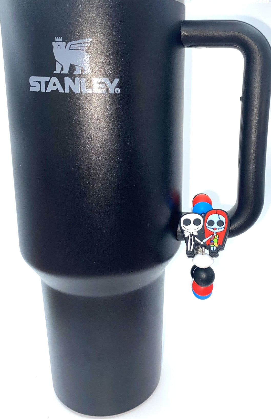Jack & Sally Holding Hands Nightmare Christmas Halloween Stanley Tumbler Cup Handle Charm