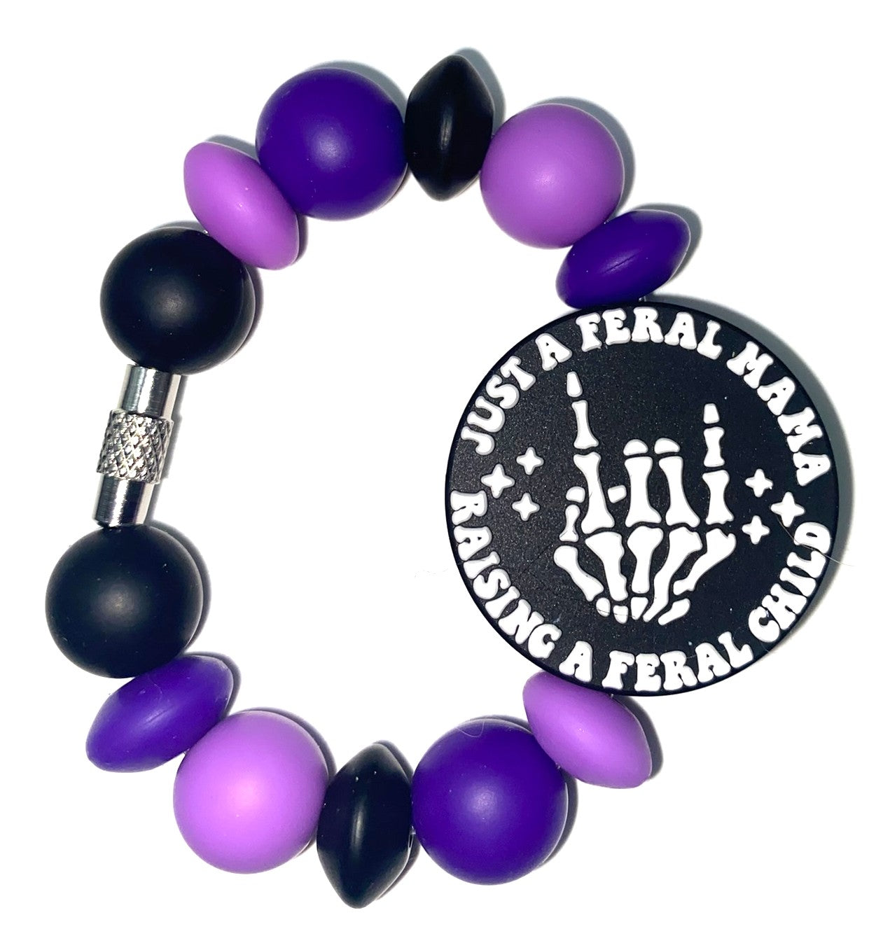 Just A Feral Mama Raising A Feral Child Skellie Hand Stanley Tumbler Cup Handle Charm