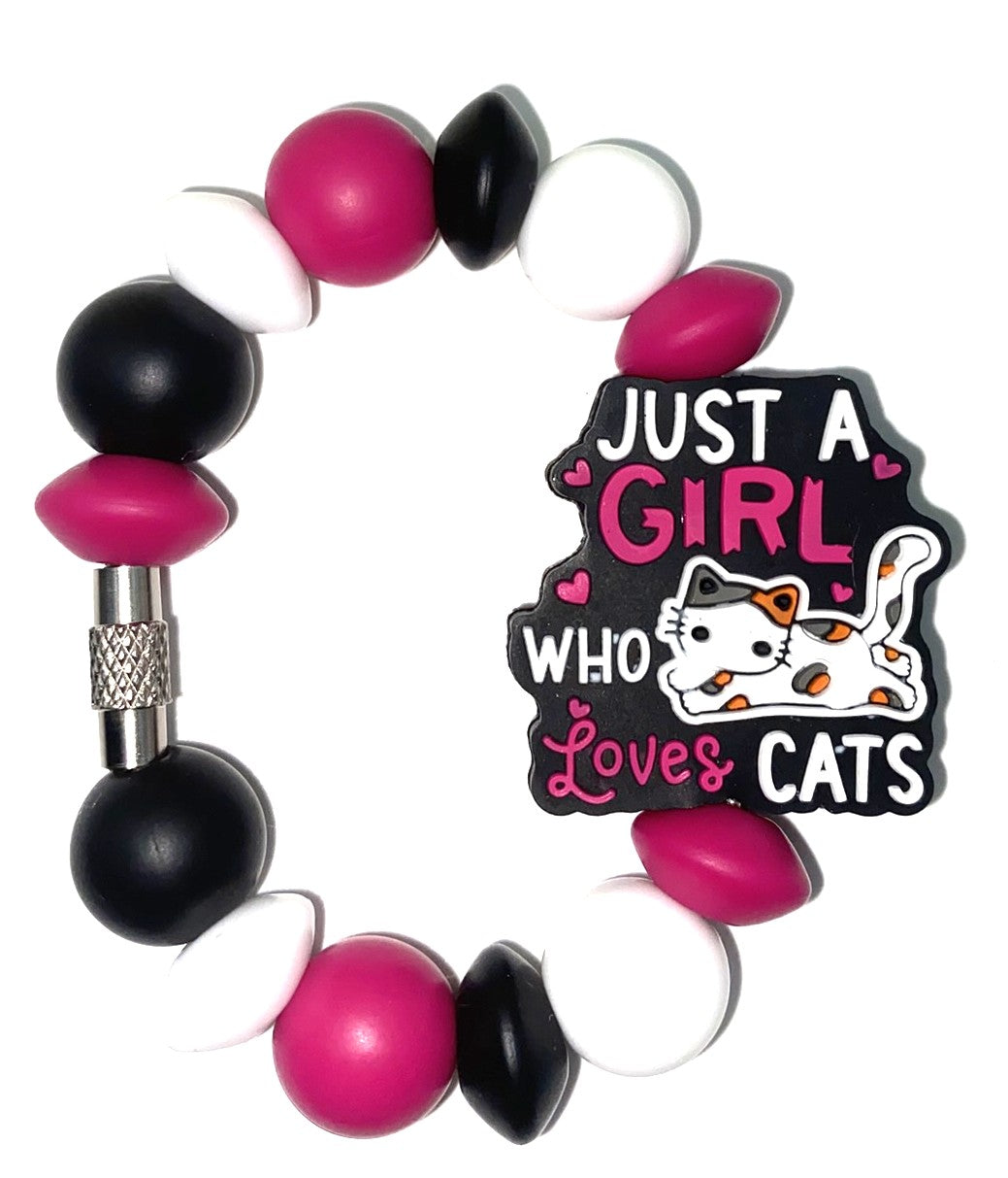 Just A Girl Who Loves Cats Stanley Tumbler Cup Handle Charm