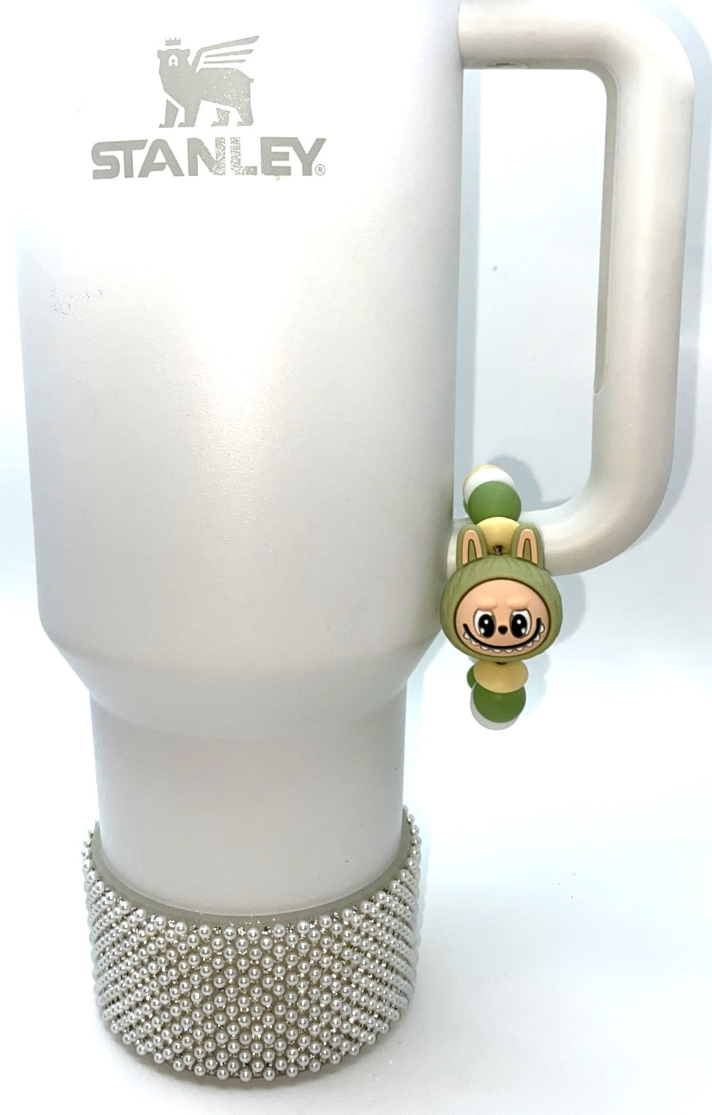 Elvish Furry Forest Monster Bubu Head 3d Green Stanley Tumbler Cup Handle Charm