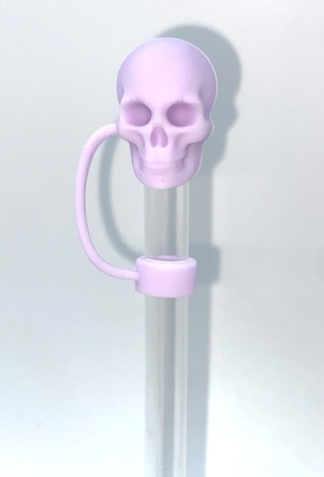 Lavender Light Purple Skull 3D Straw Topper