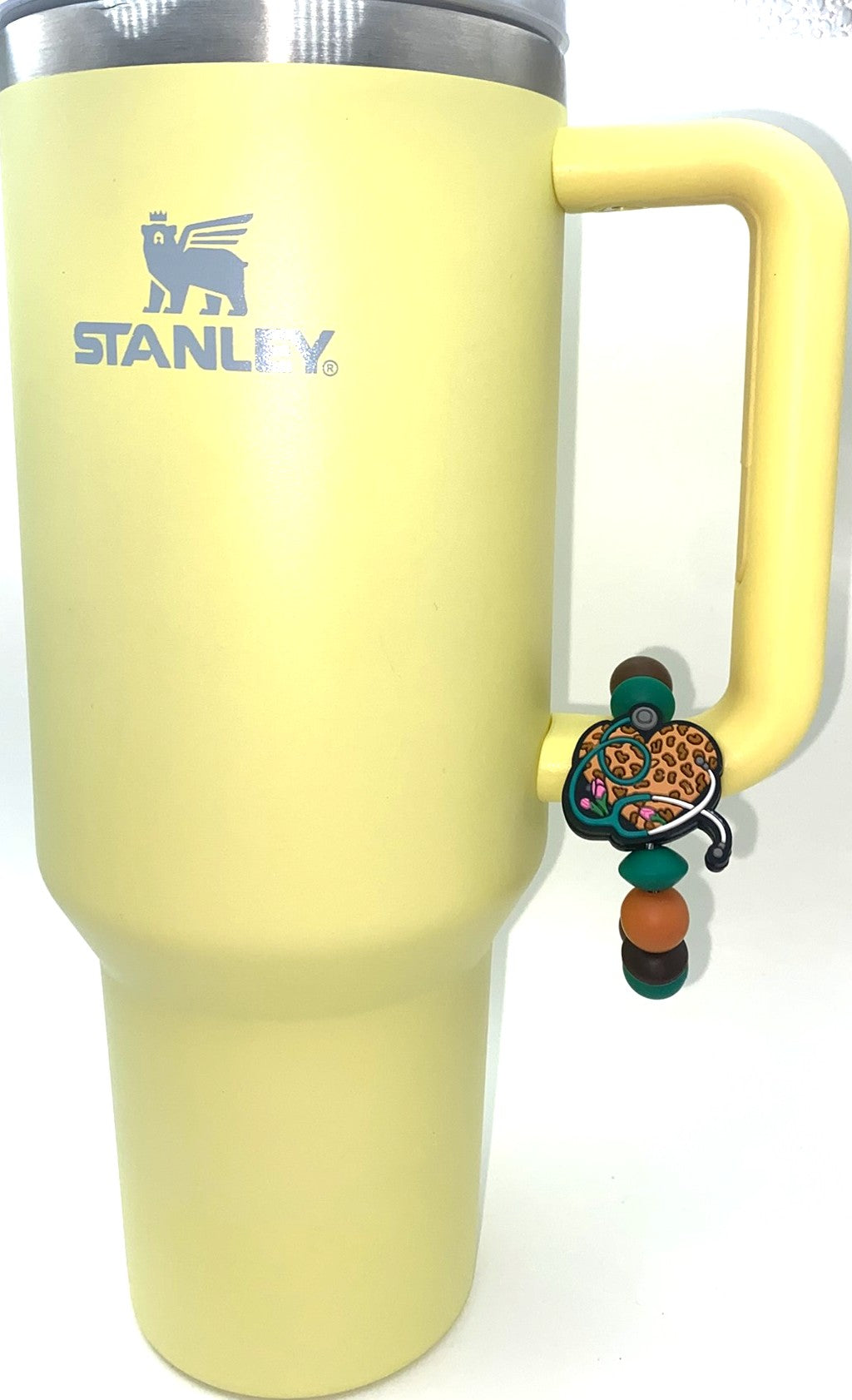 Leopard Print Heart & Stethoscope Nurse Medical Stanley Tumbler Cup Handle Charm