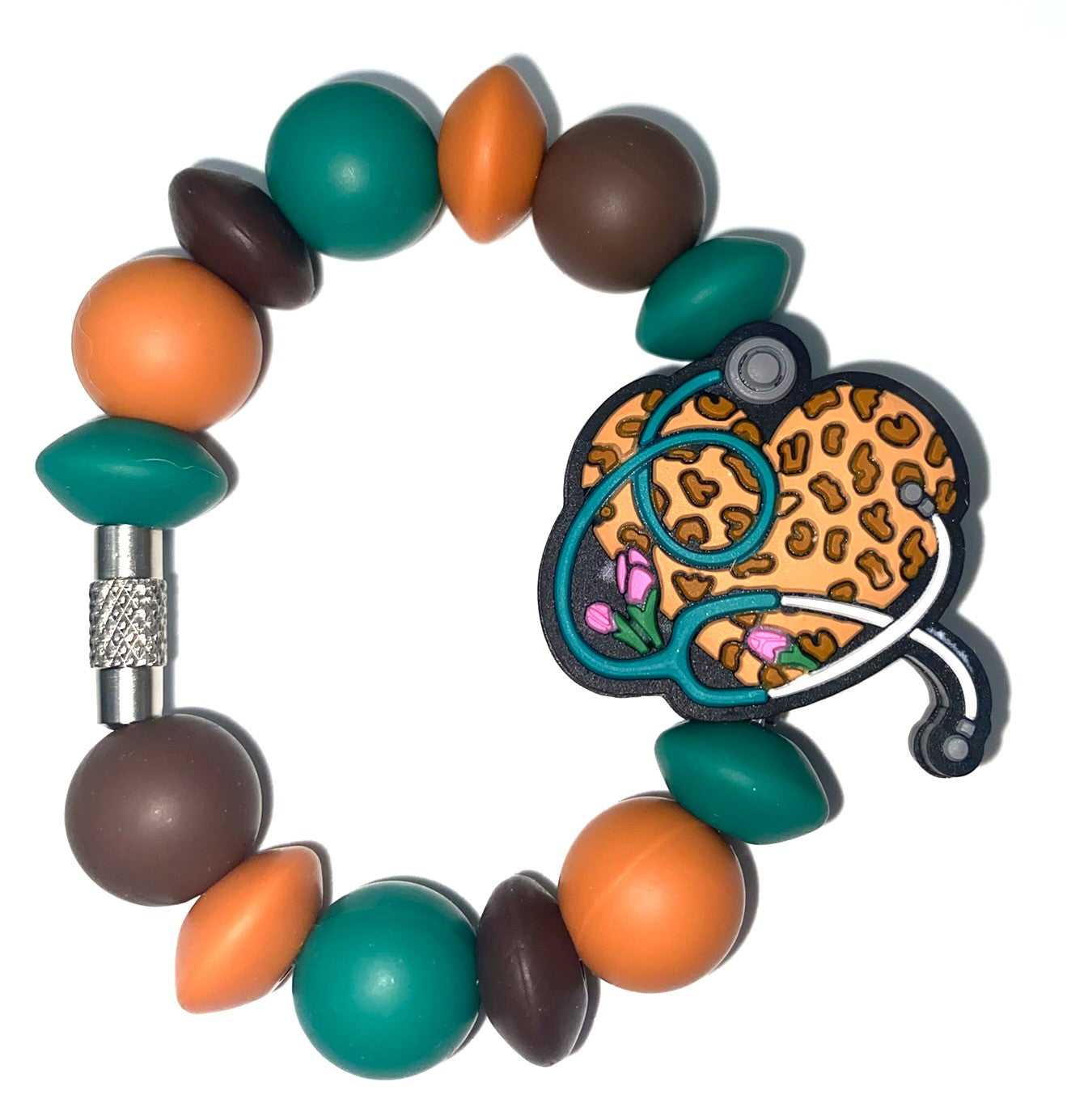 Leopard Print Heart & Stethoscope Nurse Medical Stanley Tumbler Cup Handle Charm