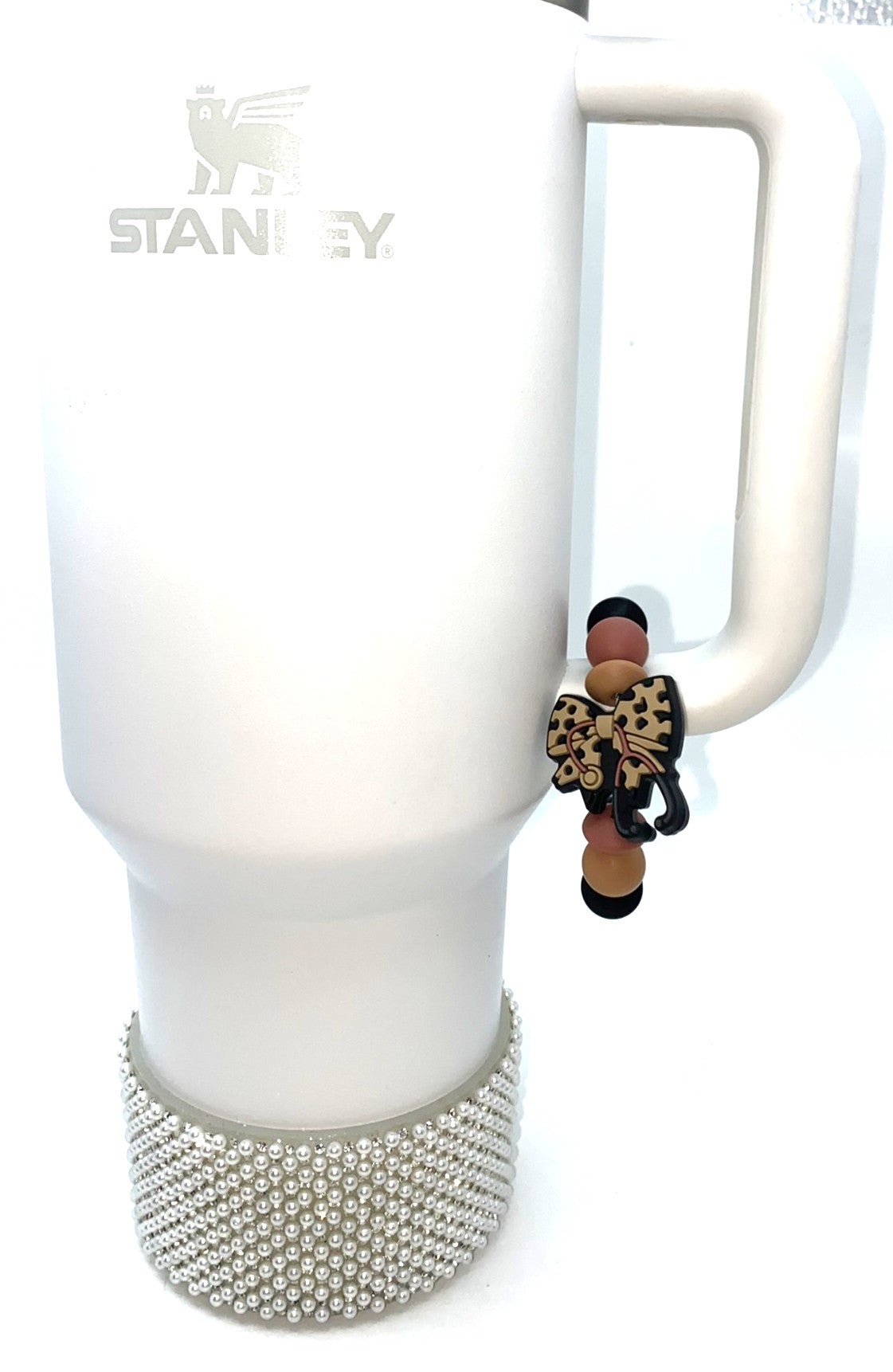 Medical Leopard Print Bow w/Stethoscope Nurse Stanley Tumbler Cup Handle Charm