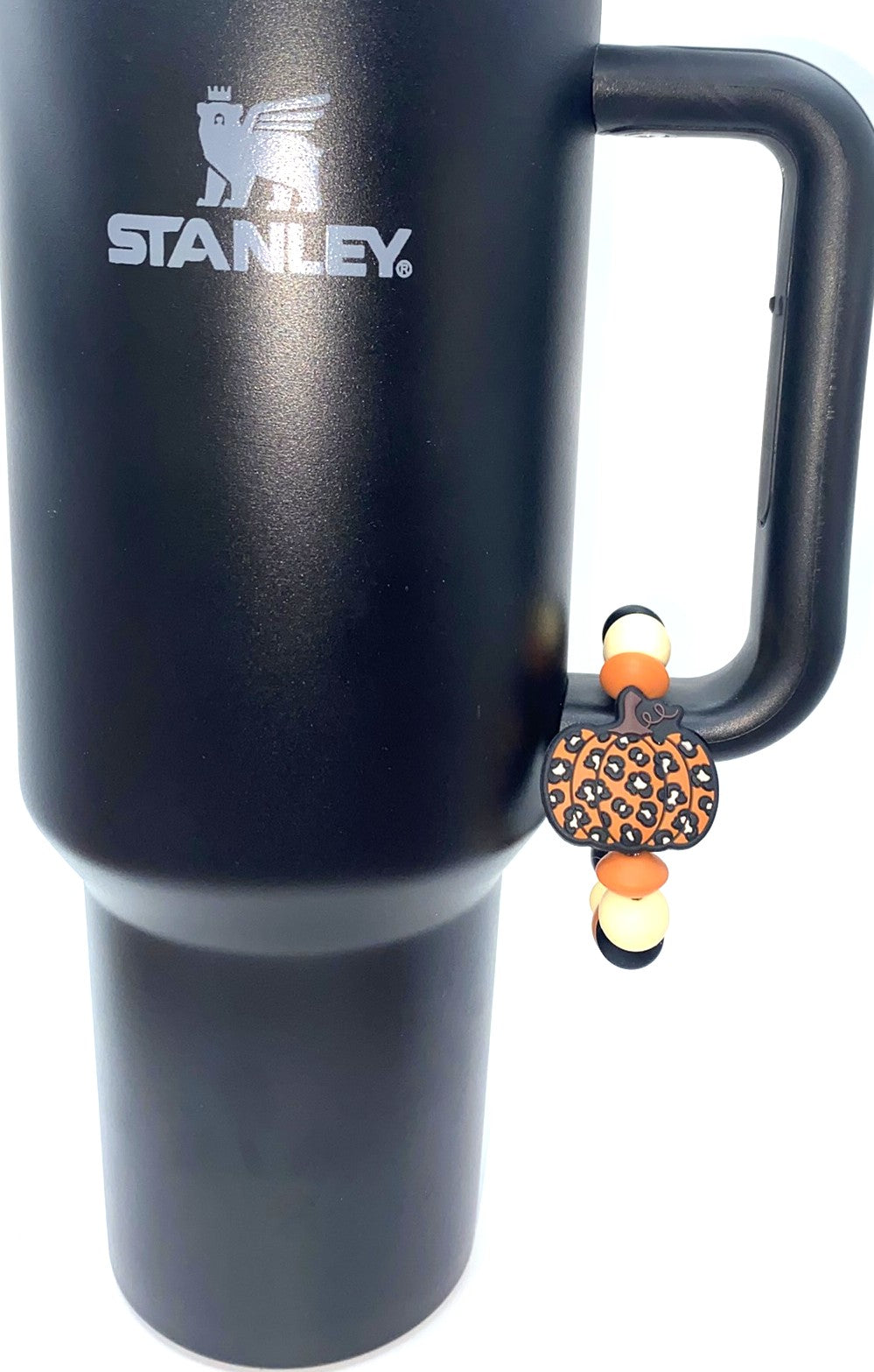 Dark Orange Leopard Pumpkin Stanley Tumbler Cup Handle Charm