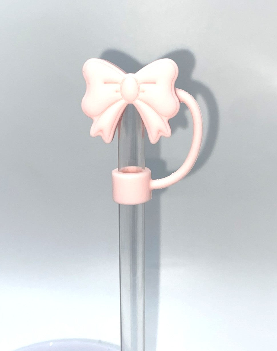 Light Pink Coquette Bow 3D Straw Topper